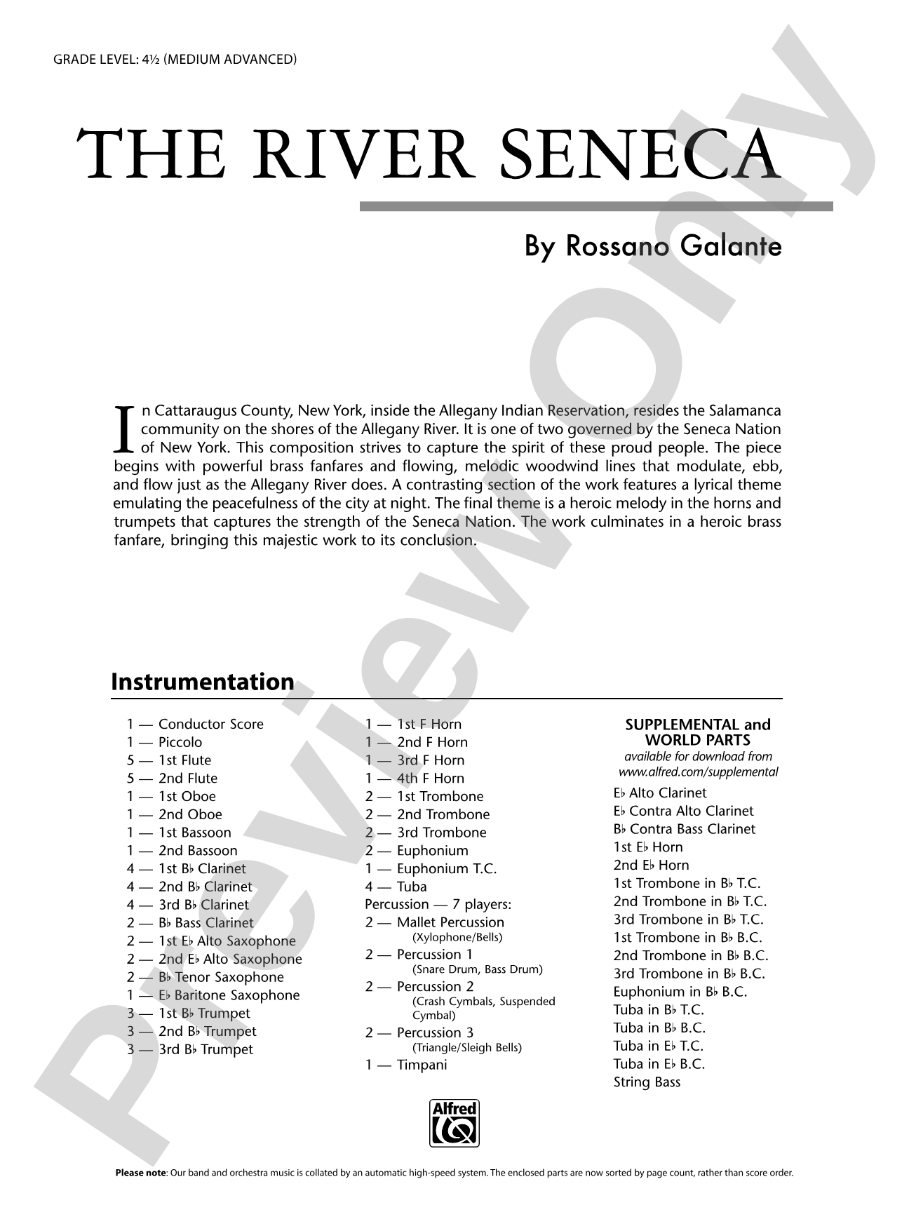 The River Seneca: Score