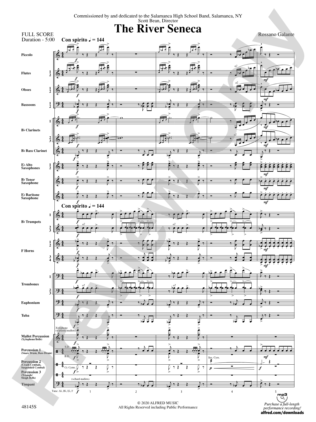 The River Seneca: Score