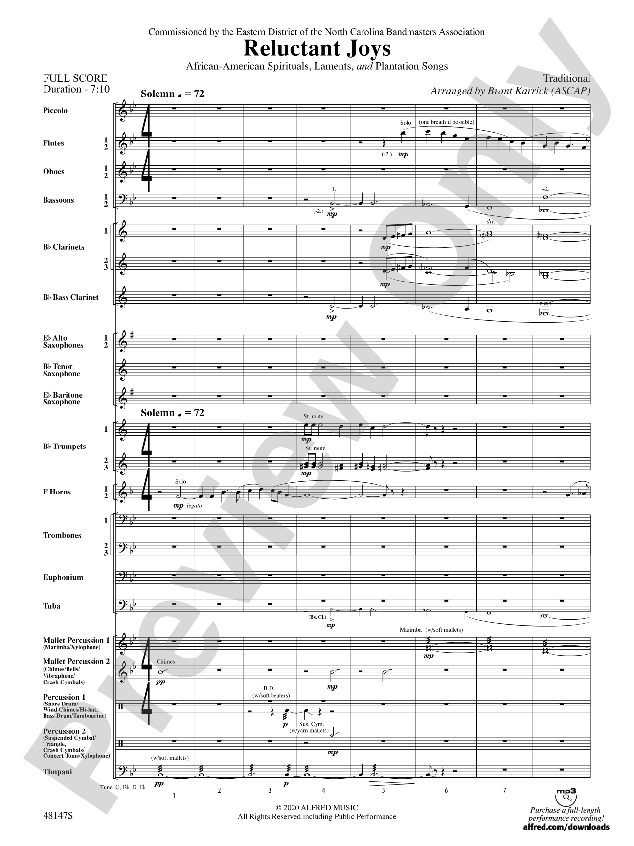 Reluctant Joys: Concert Band Conductor Score & Parts