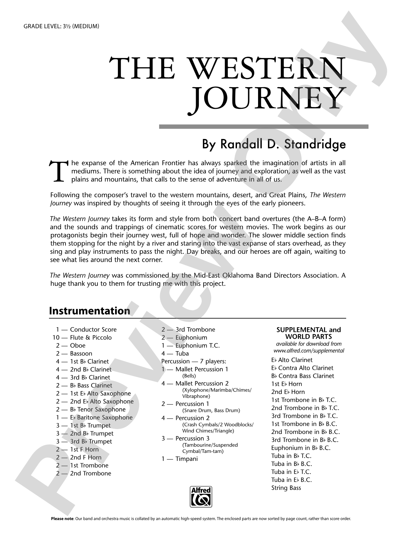 The Western Journey: Concert Band Conductor Score & Parts