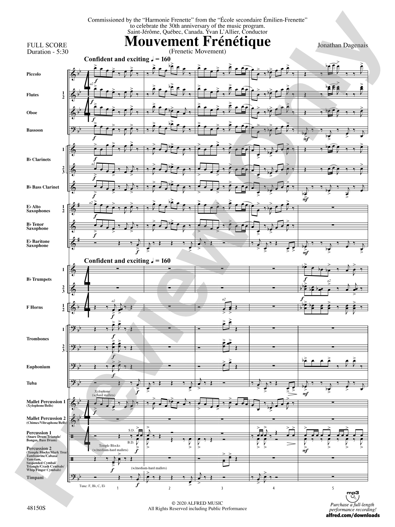 Mouvement Frénétique: Concert Band Conductor Score & Parts