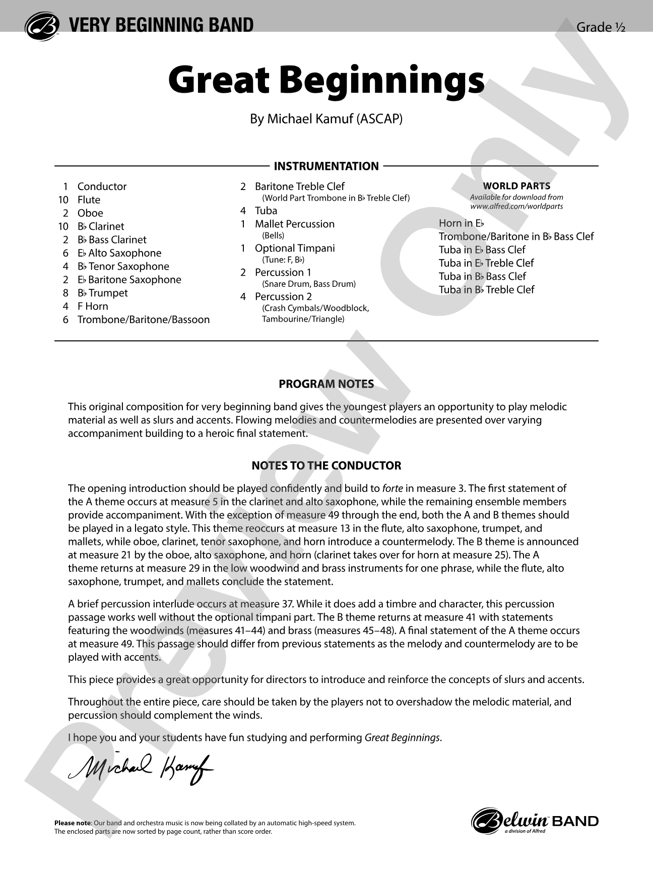 Great Beginnings: Concert Band Conductor Score & Parts