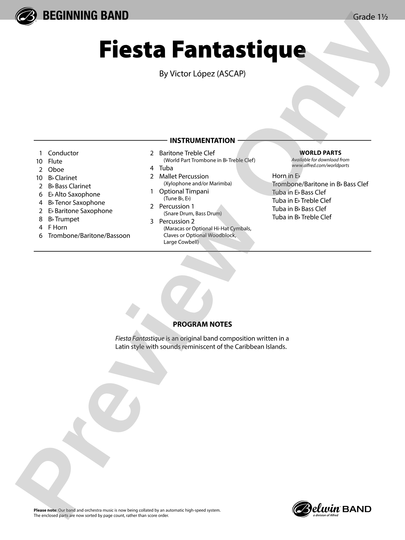 Fiesta Fantastique: Concert Band Conductor Score & Parts