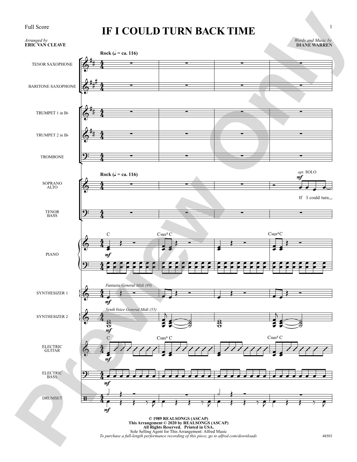 If I Could Turn Back Time: Score