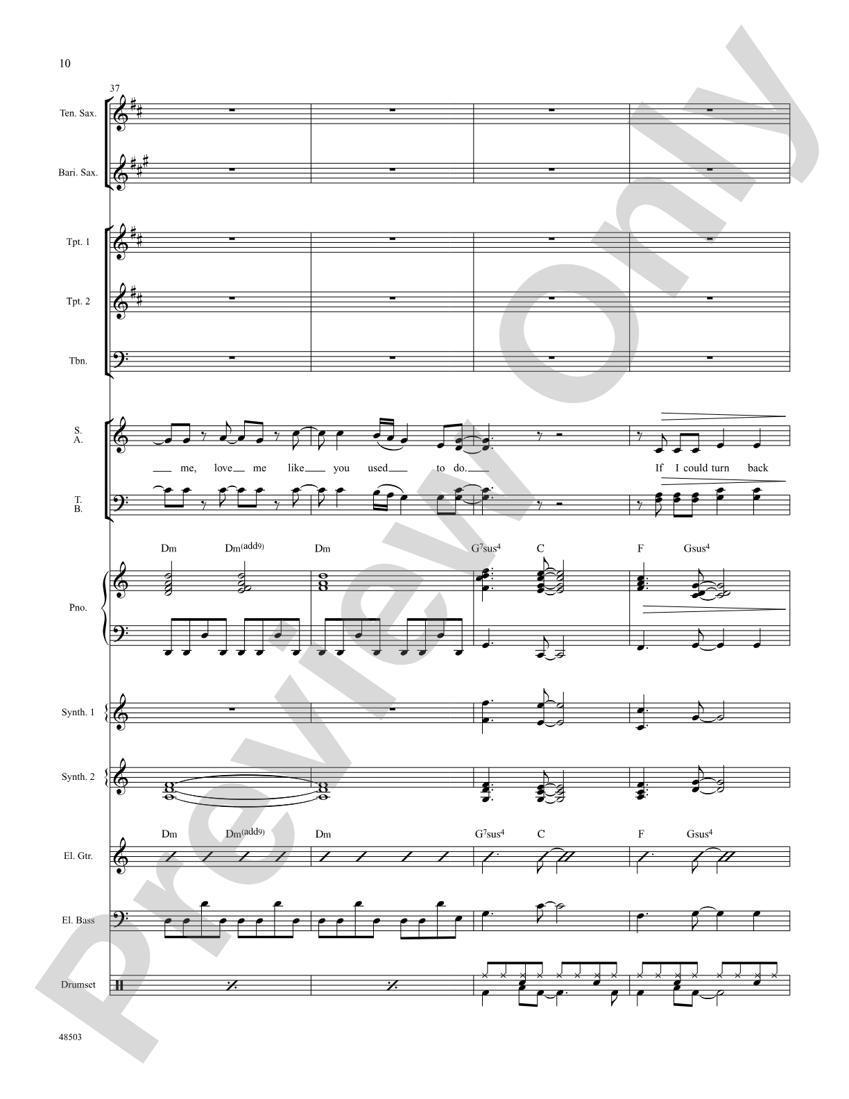 If I Could Turn Back Time: Score