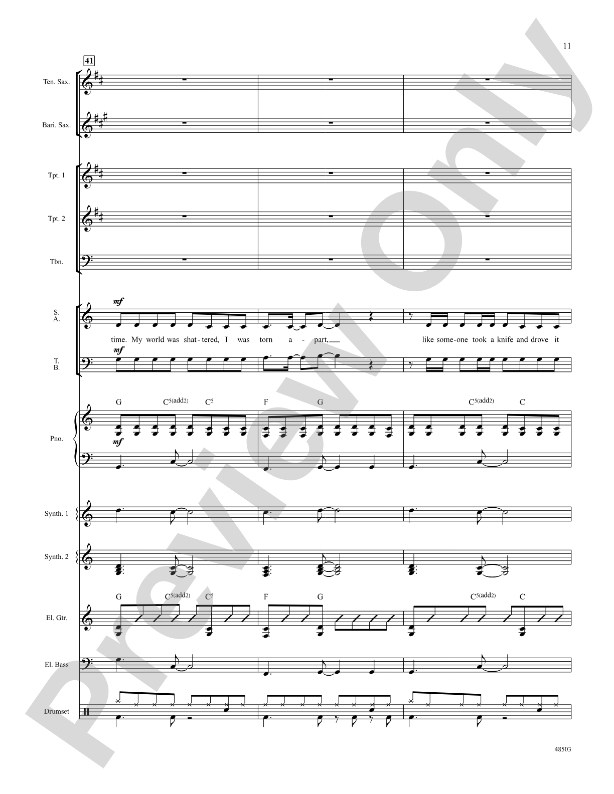 If I Could Turn Back Time: Score