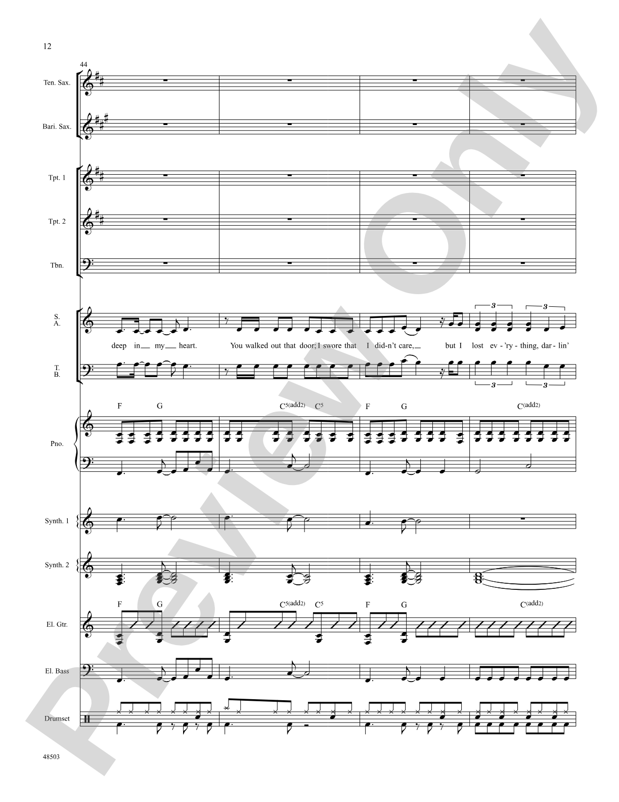 If I Could Turn Back Time: Score