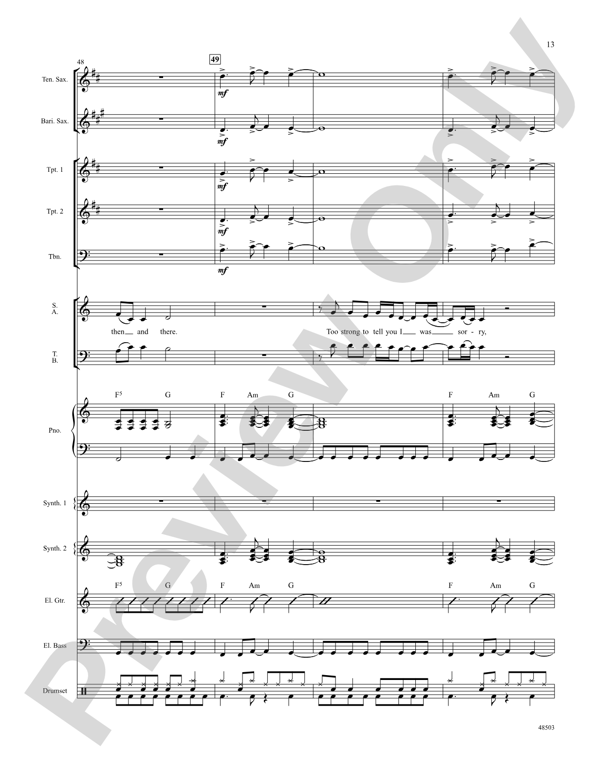 If I Could Turn Back Time: Score