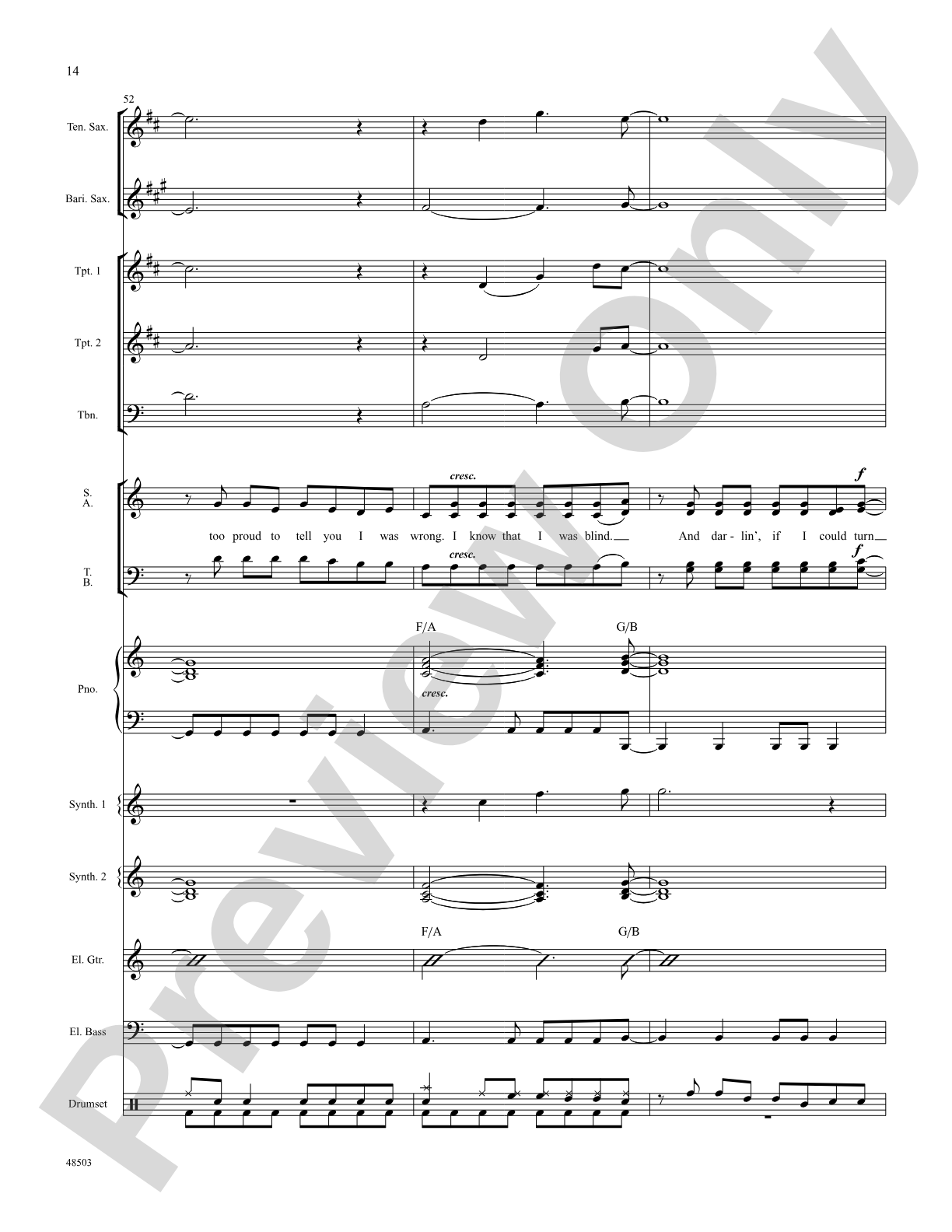 If I Could Turn Back Time: Score