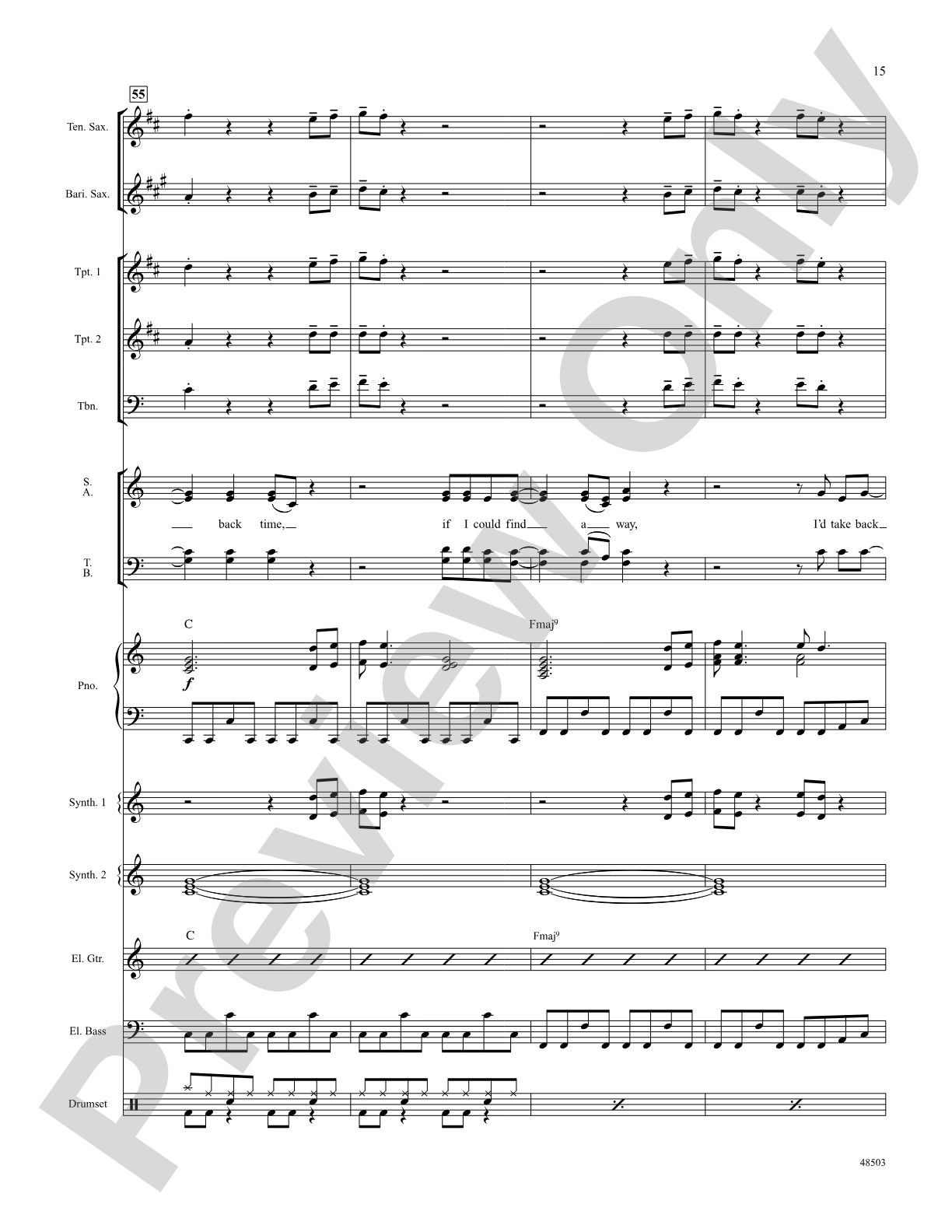 If I Could Turn Back Time: Score