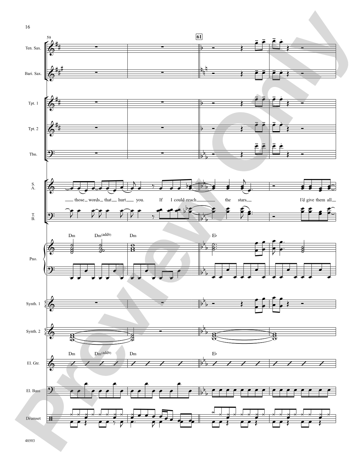 If I Could Turn Back Time: Score