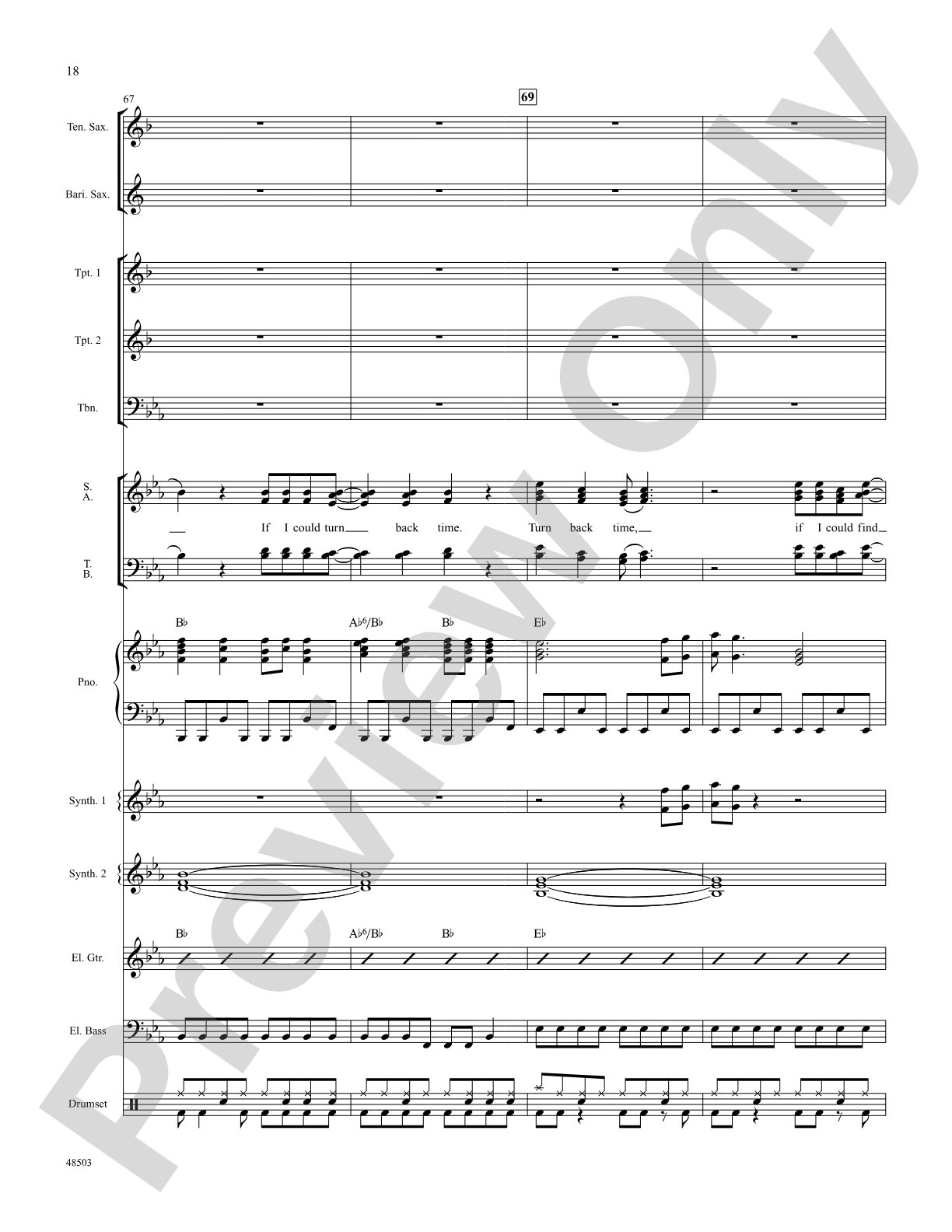 If I Could Turn Back Time: Score