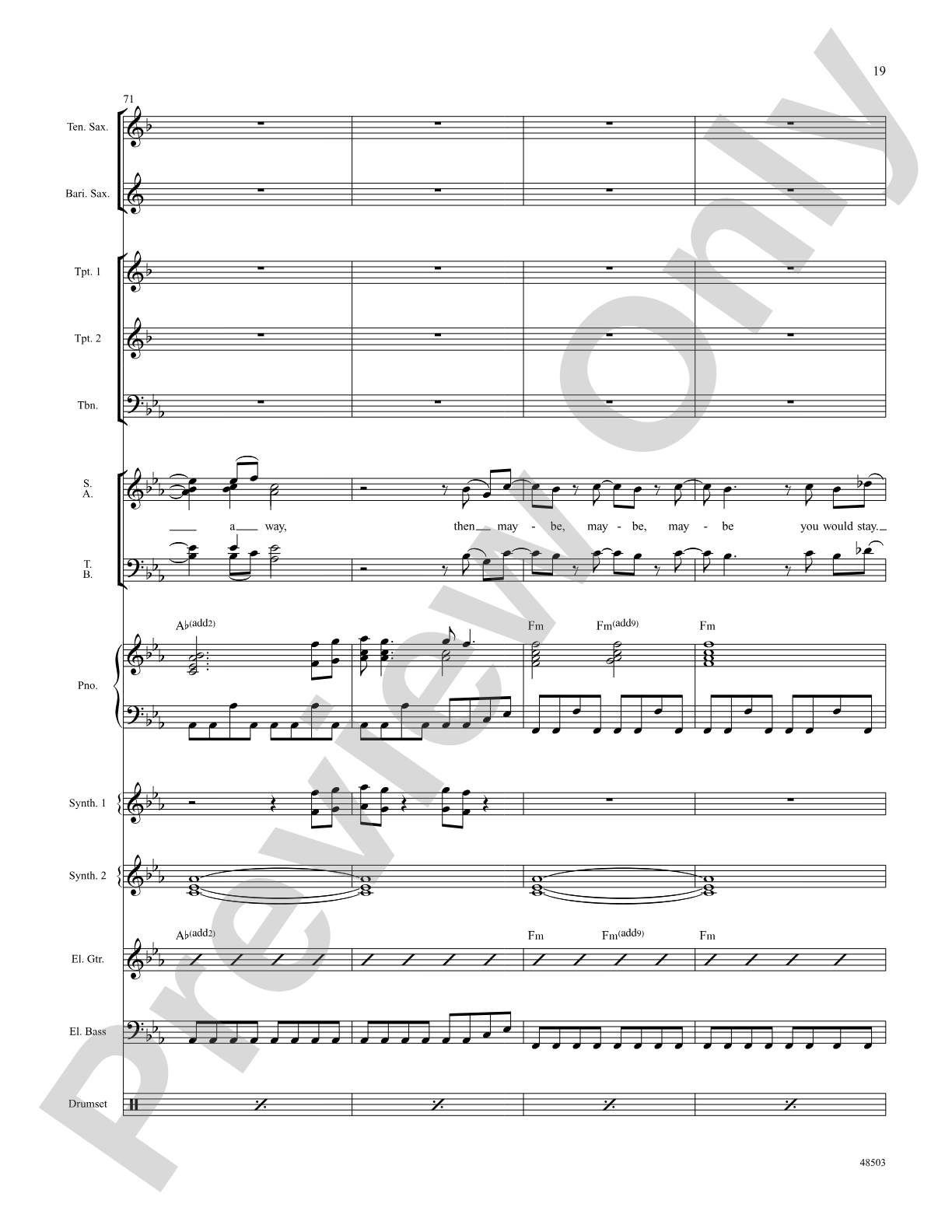 If I Could Turn Back Time: Score