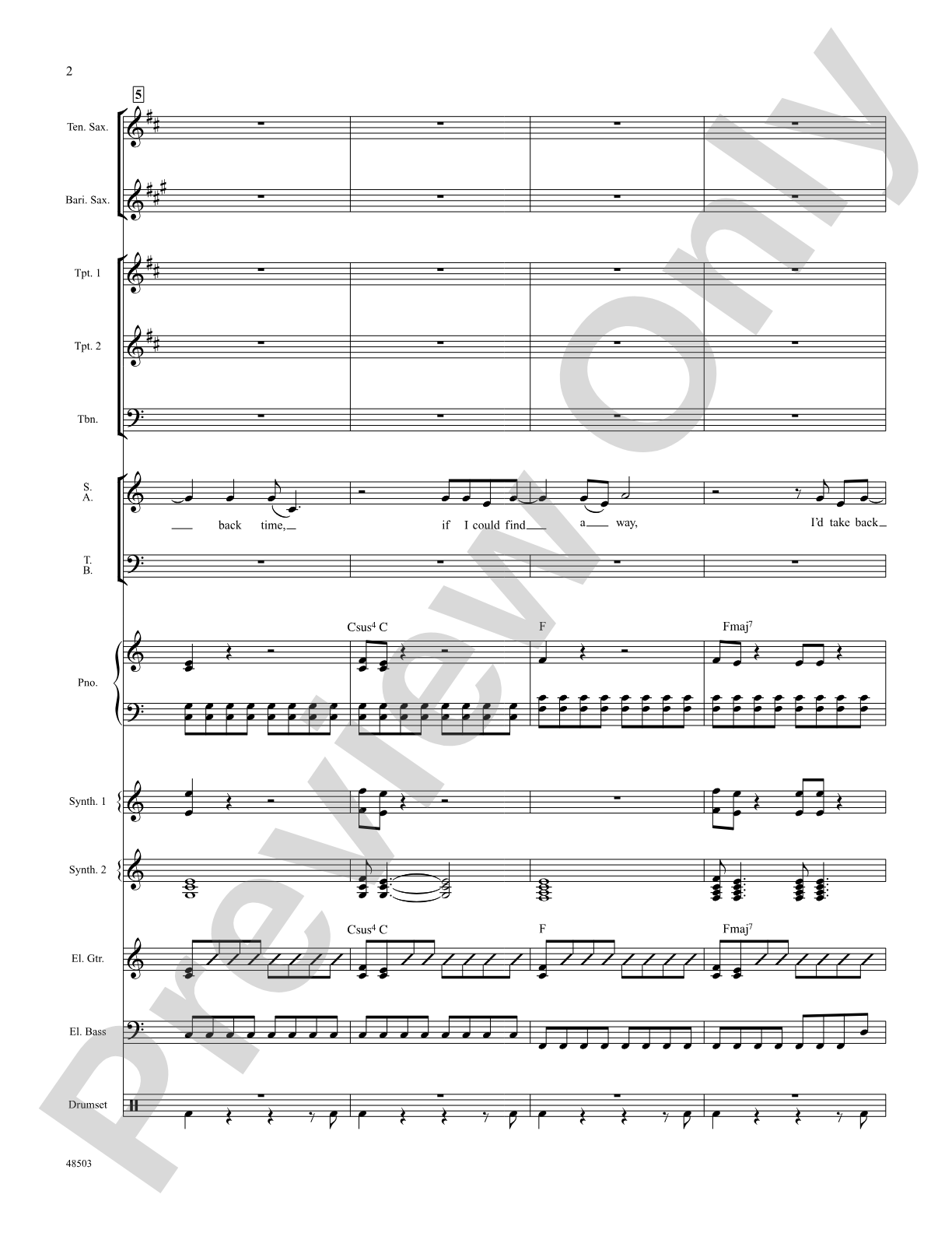 If I Could Turn Back Time: Score