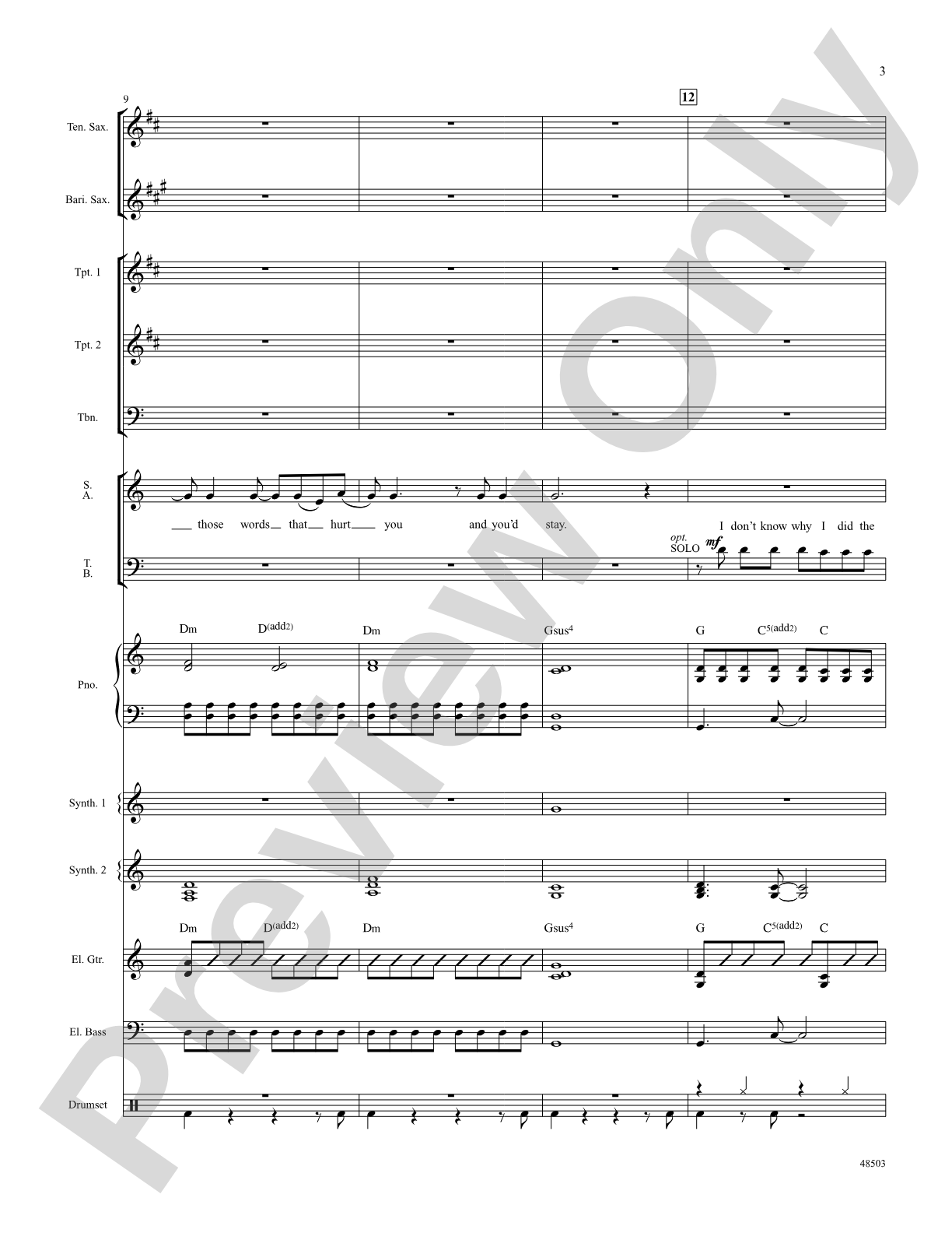 If I Could Turn Back Time: Score