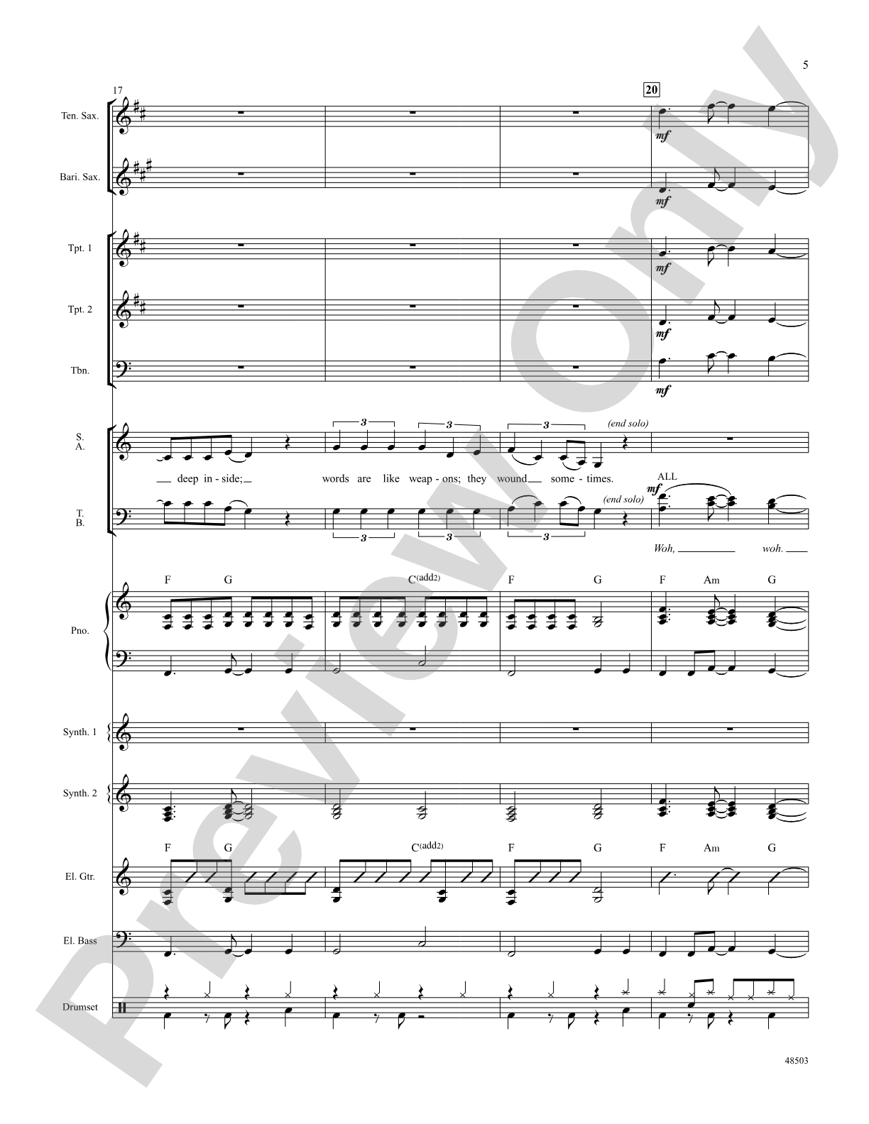 If I Could Turn Back Time: Score