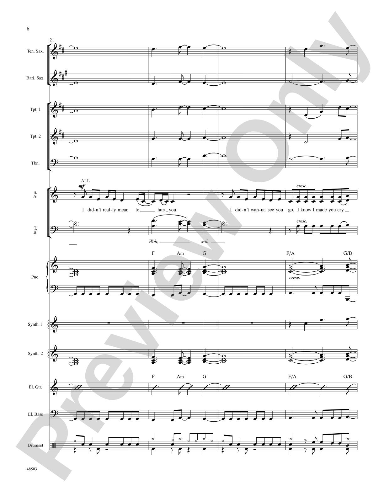 If I Could Turn Back Time: Score