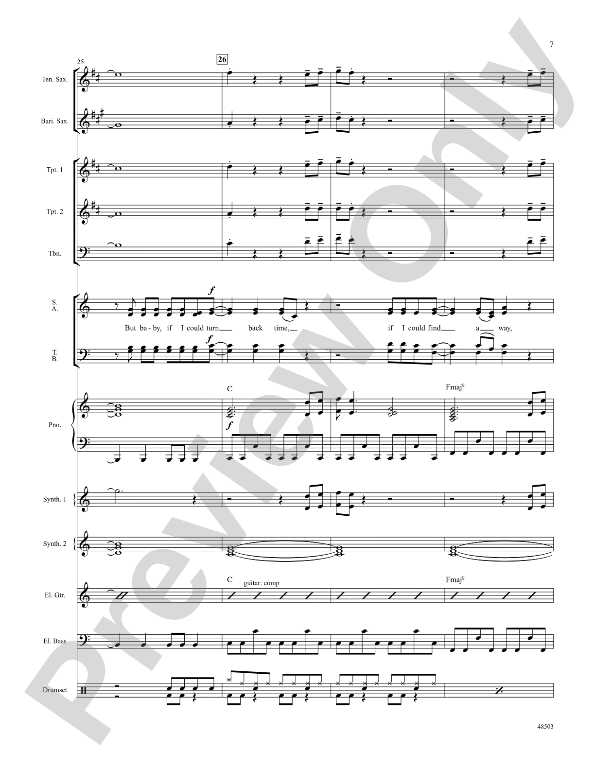 If I Could Turn Back Time: Score