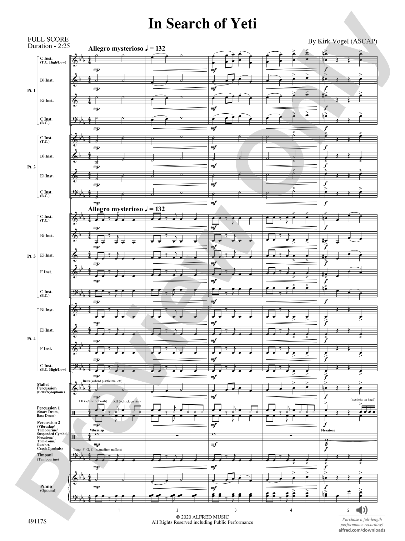 In Search of Yeti: Flexible Band/String Ensemble Score & Parts