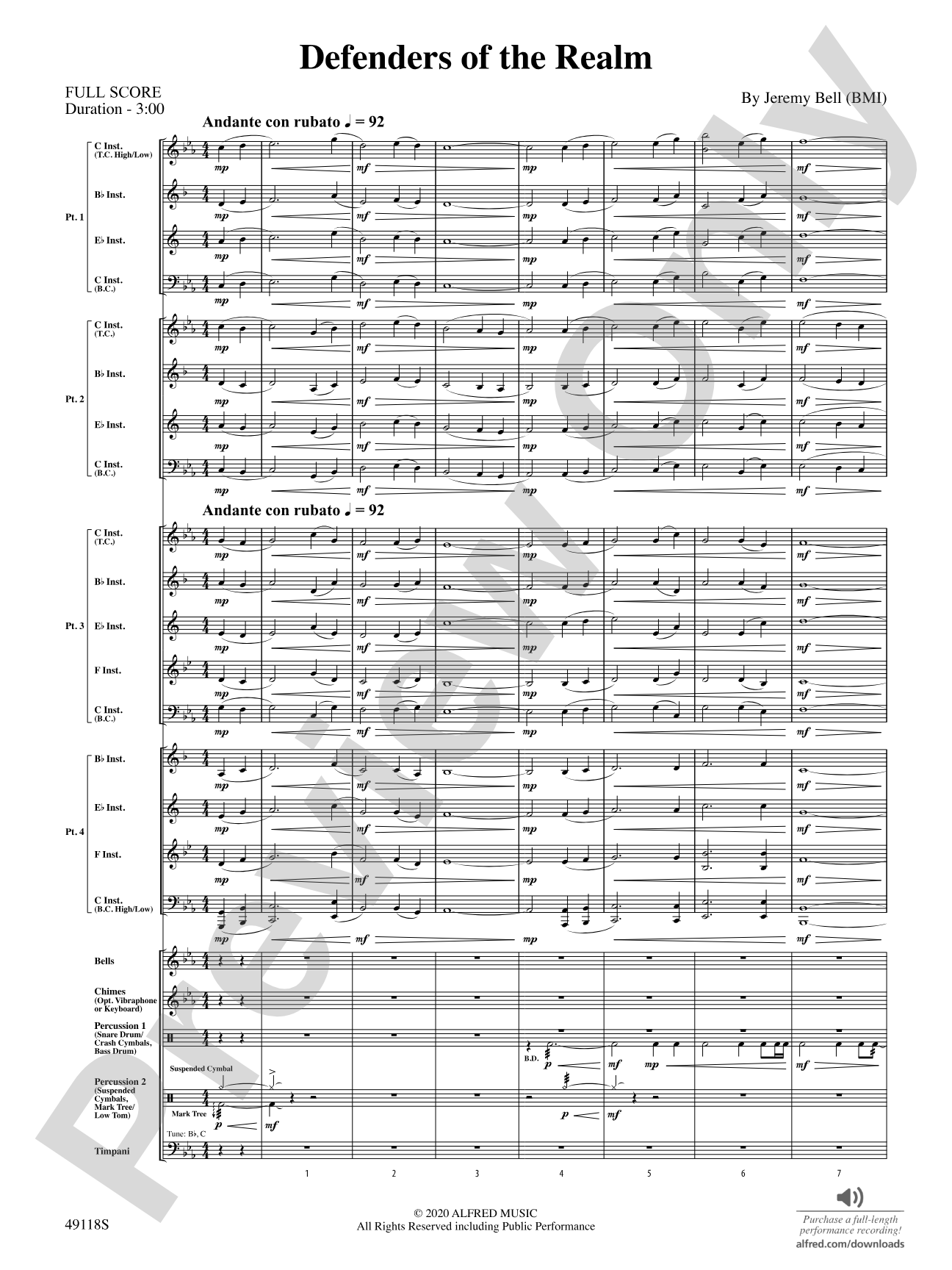 Defenders of the Realm: Flexible Band/String Ensemble Score & Parts