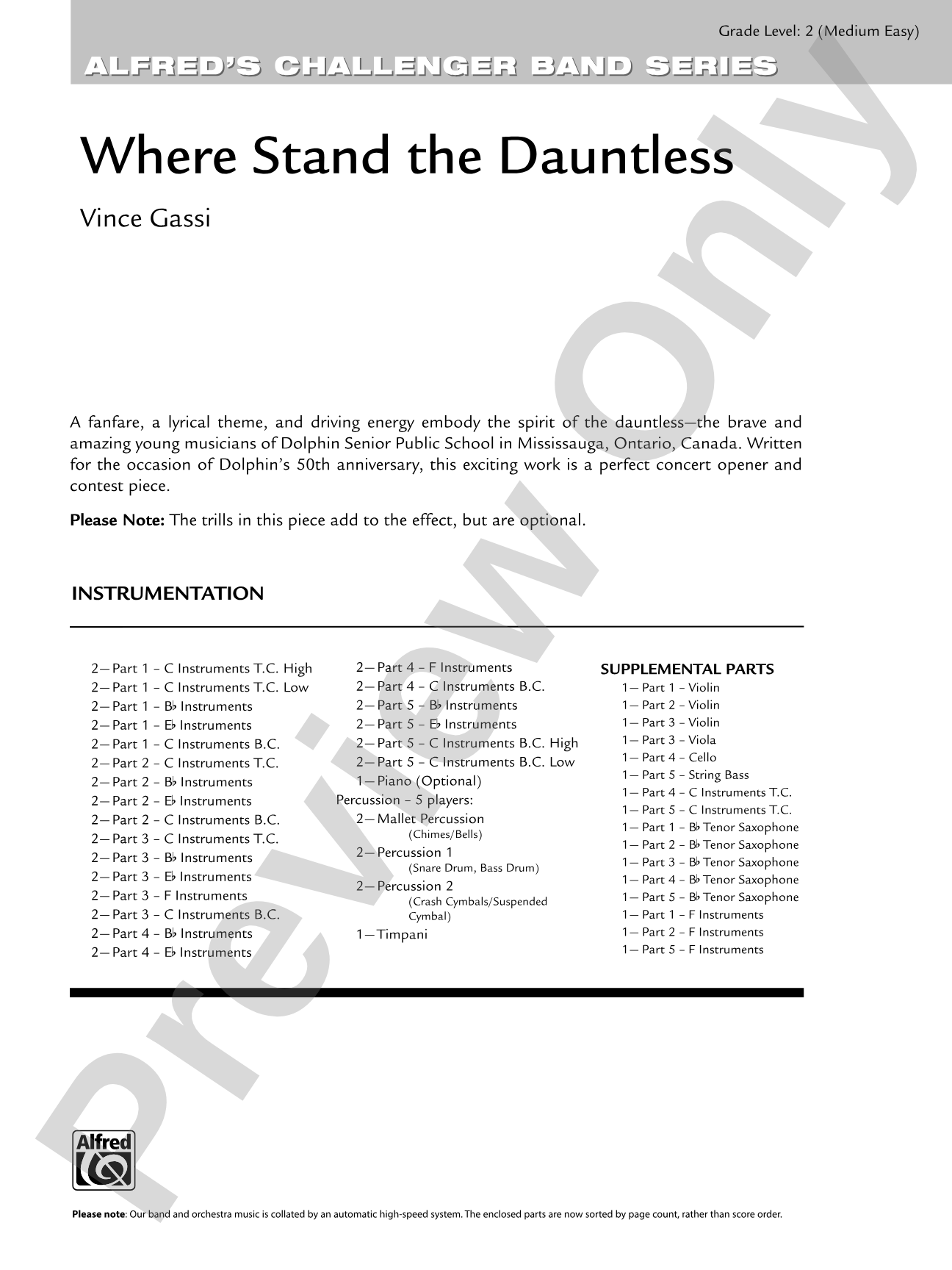 Where Stand the Dauntless: Flexible Band/String Ensemble Score & Parts