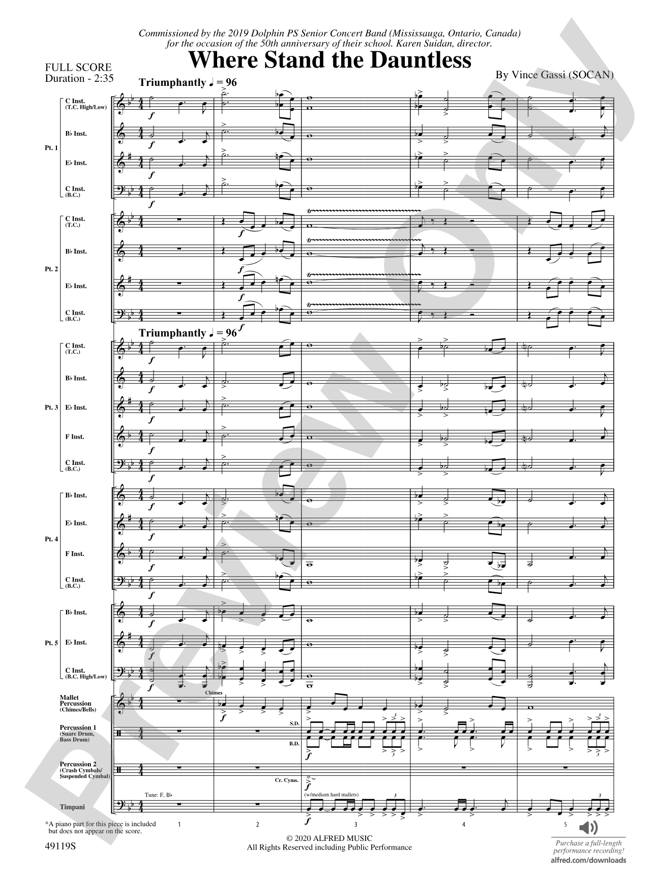 Where Stand the Dauntless: Flexible Band/String Ensemble Score & Parts