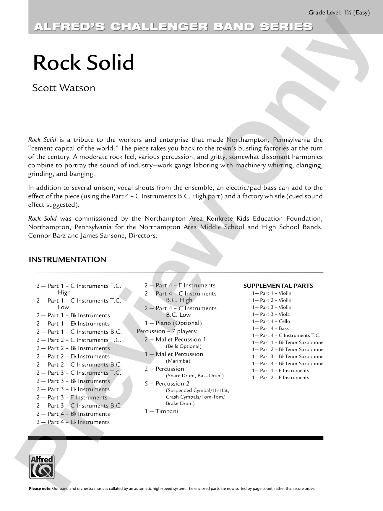 Rock Solid: Flexible Band/String Ensemble Score & Parts