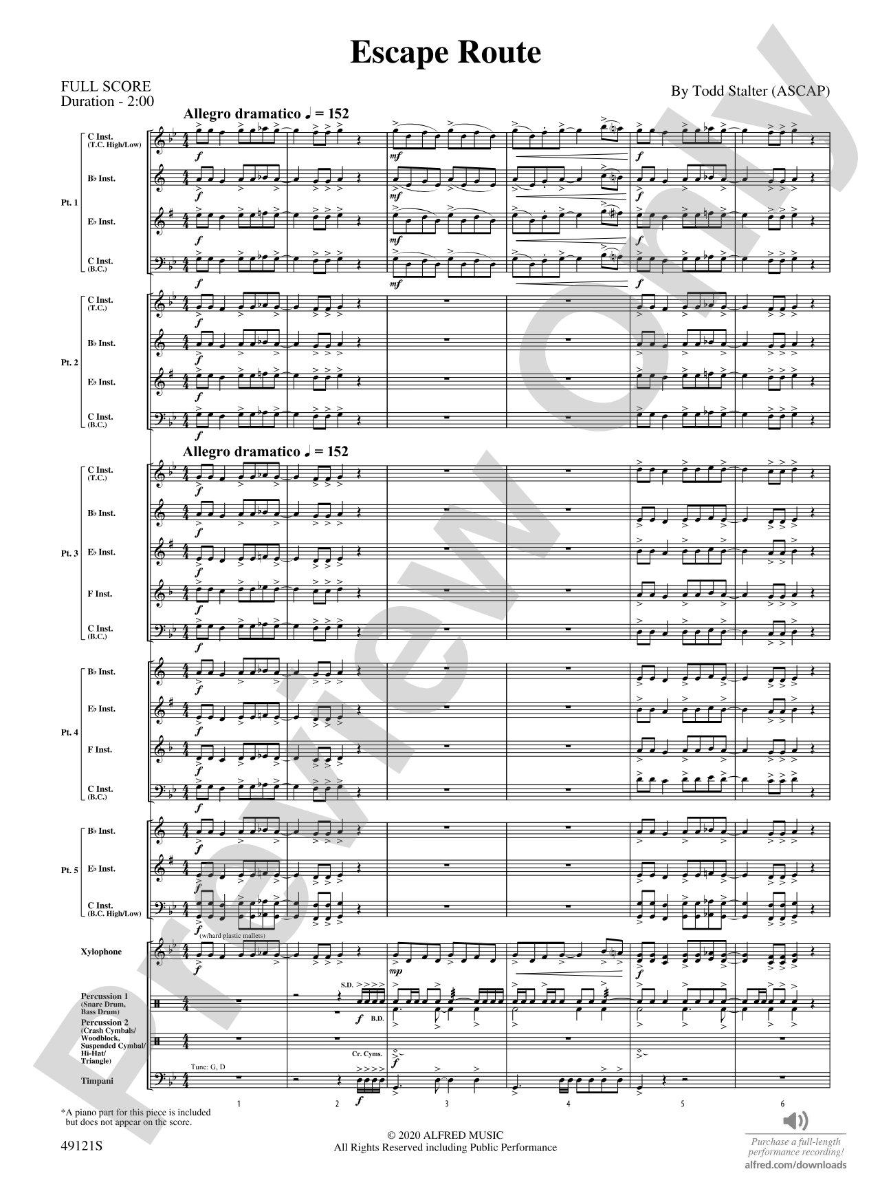 Escape Route: Flexible Band/String Ensemble Score & Parts