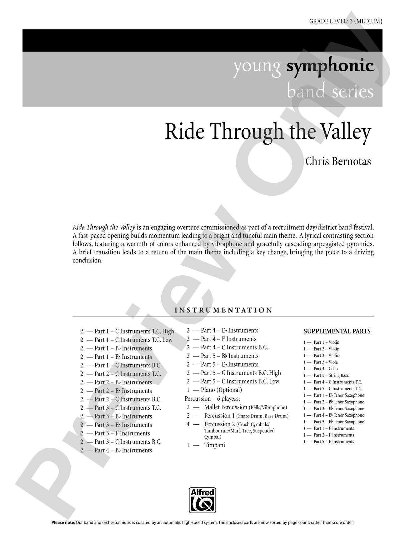 Ride Through the Valley: Flexible Band/String Ensemble Score & Parts