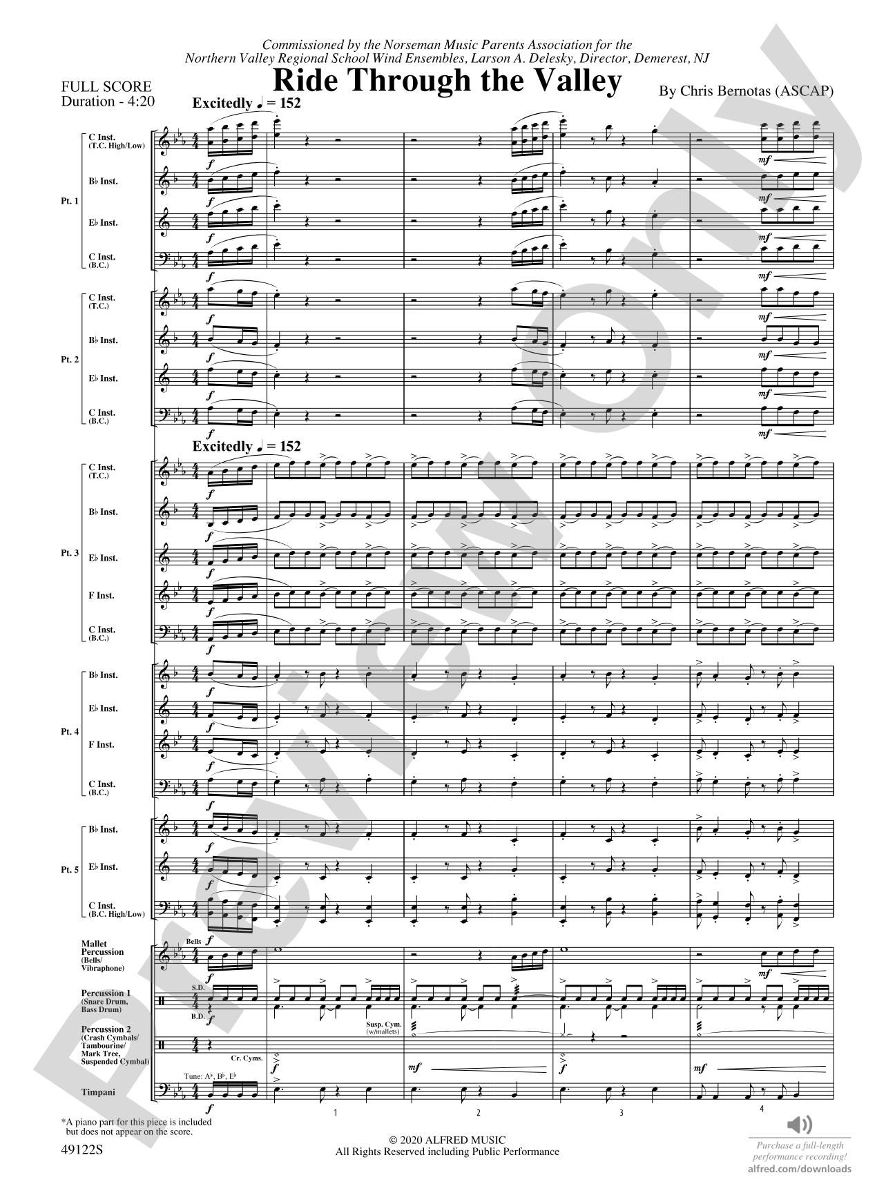 Ride Through the Valley: Flexible Band/String Ensemble Score & Parts
