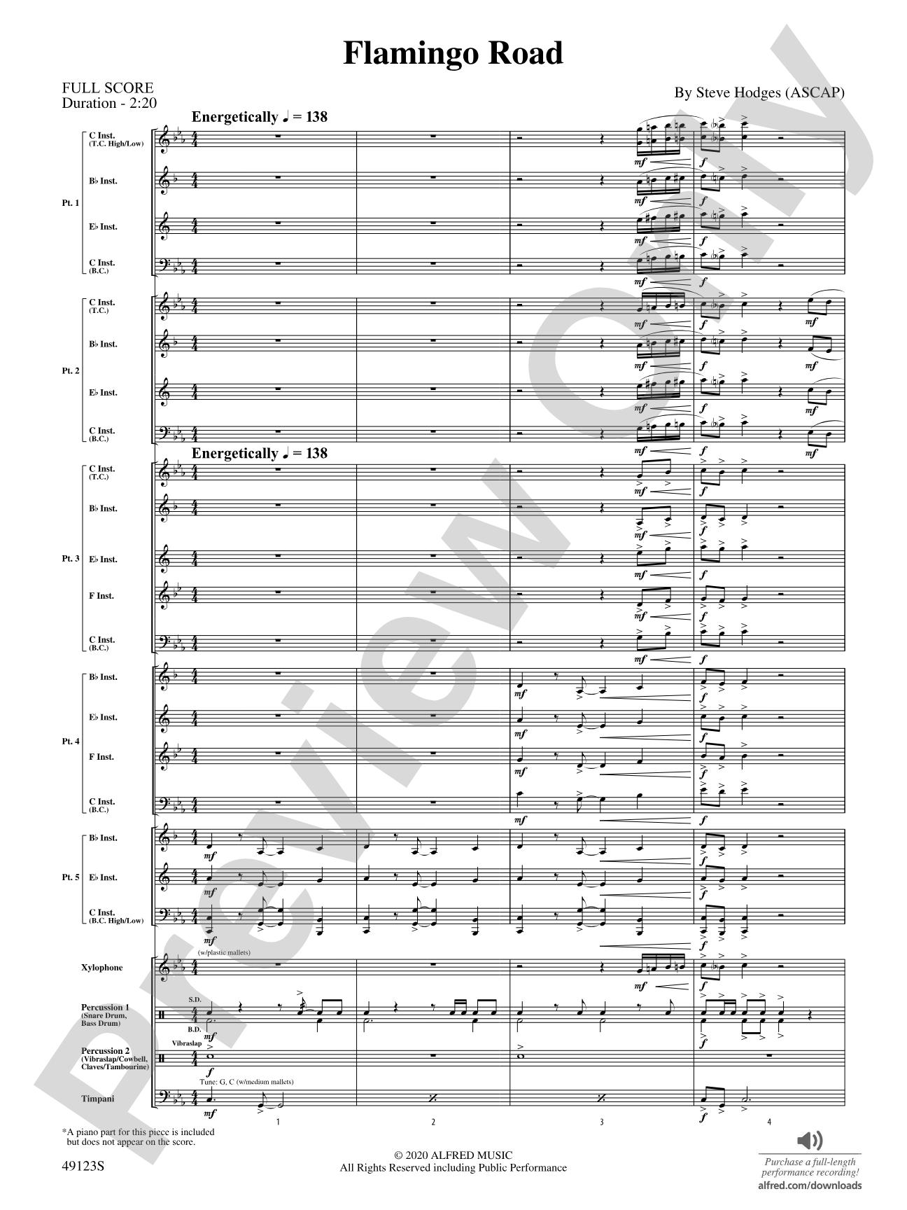 Flamingo Road: Flexible Band/String Ensemble Score & Parts