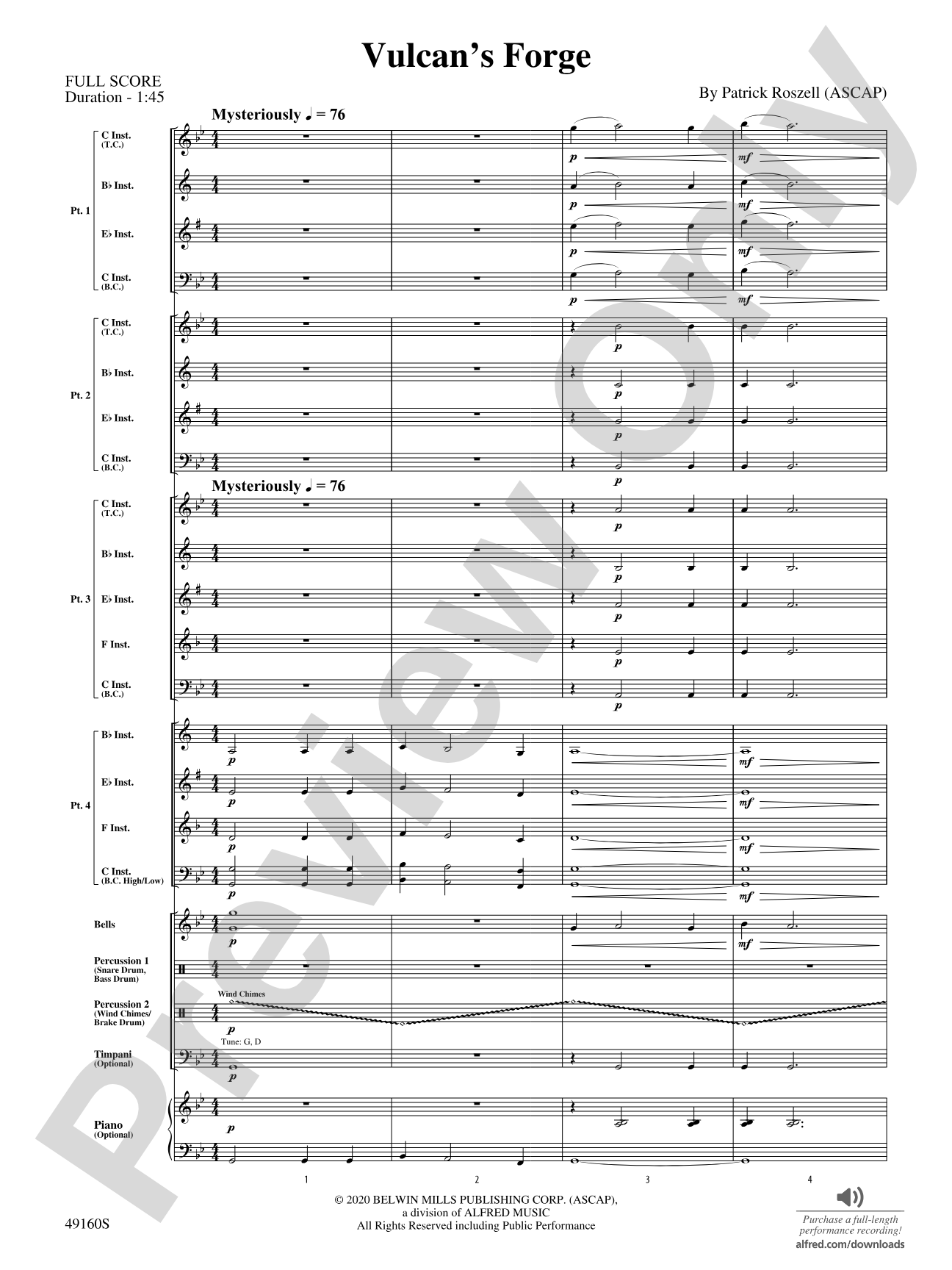Vulcan's Forge: Flexible Band/String Ensemble Score & Parts
