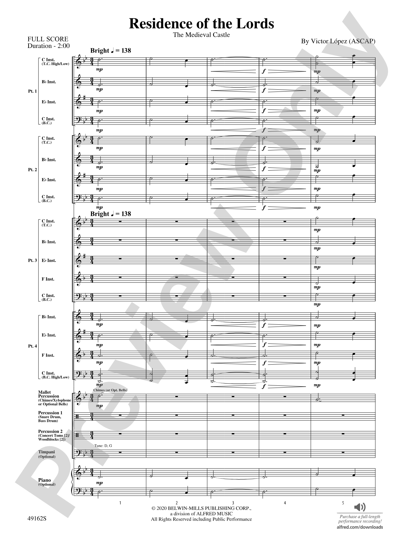 Residence of the Lords: Flexible Band/String Ensemble Score & Parts