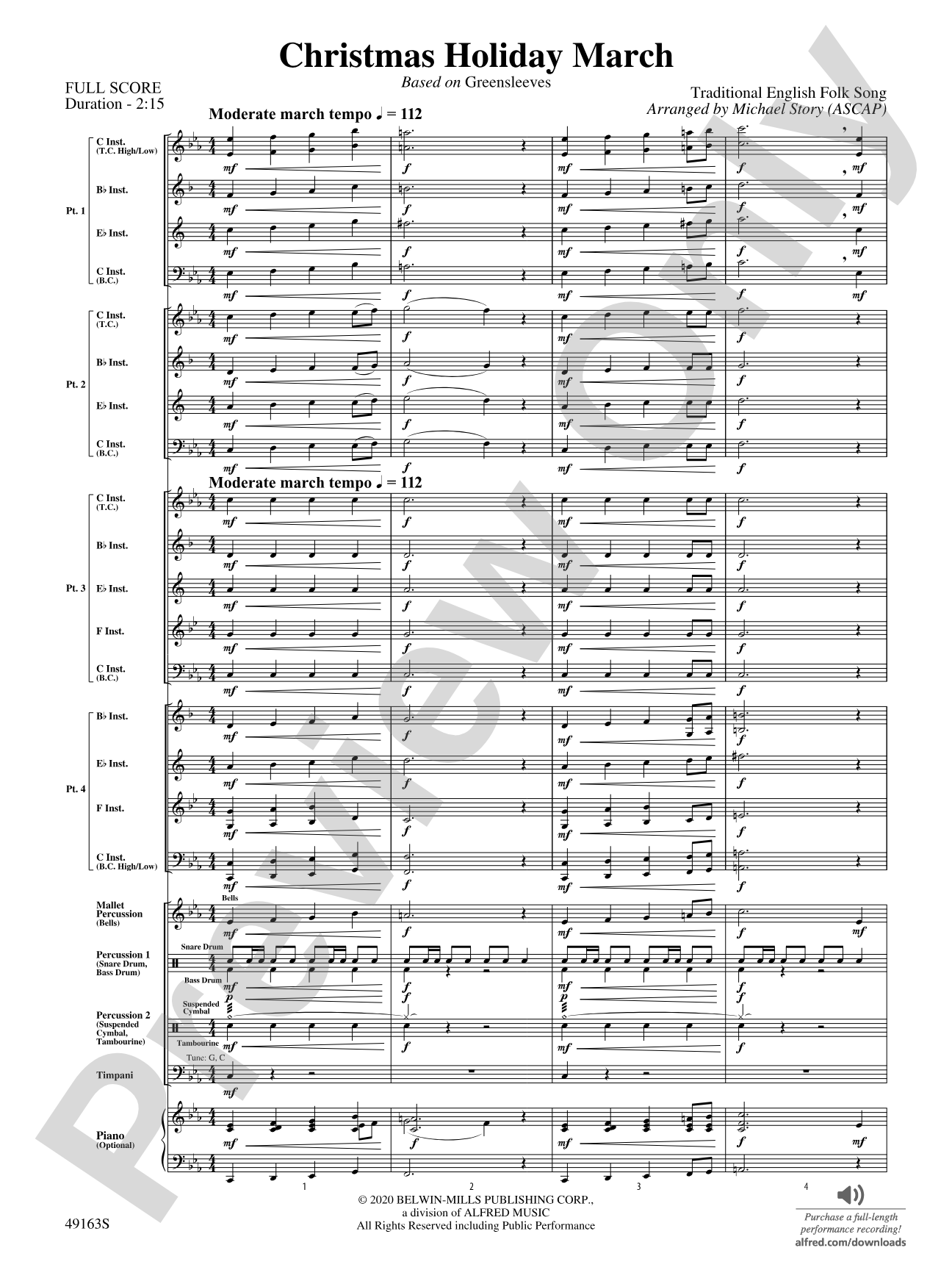 Christmas Holiday March: Flexible Band/String Ensemble Score & Parts