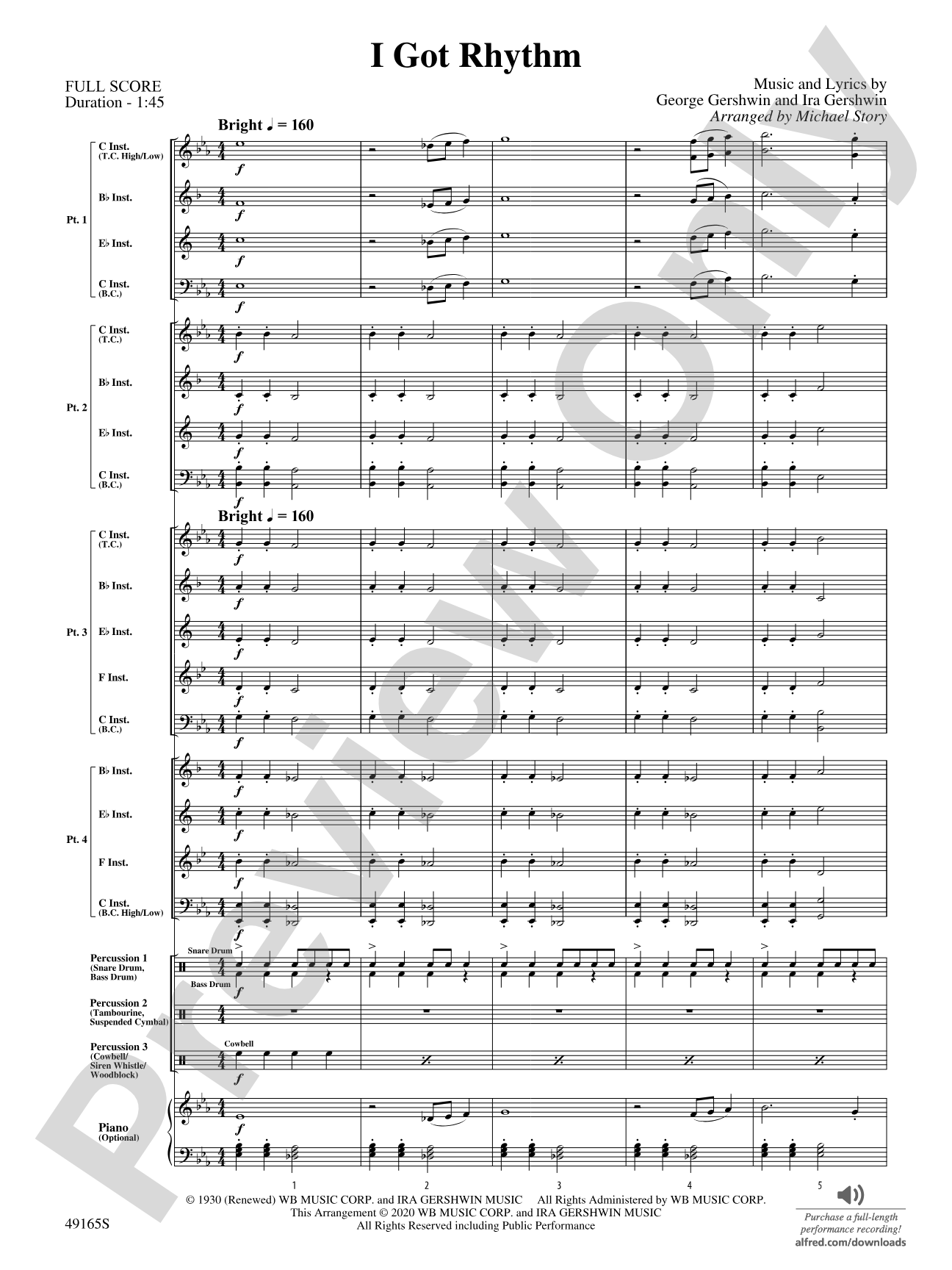 I Got Rhythm: Flexible Band/String Ensemble Score & Parts
