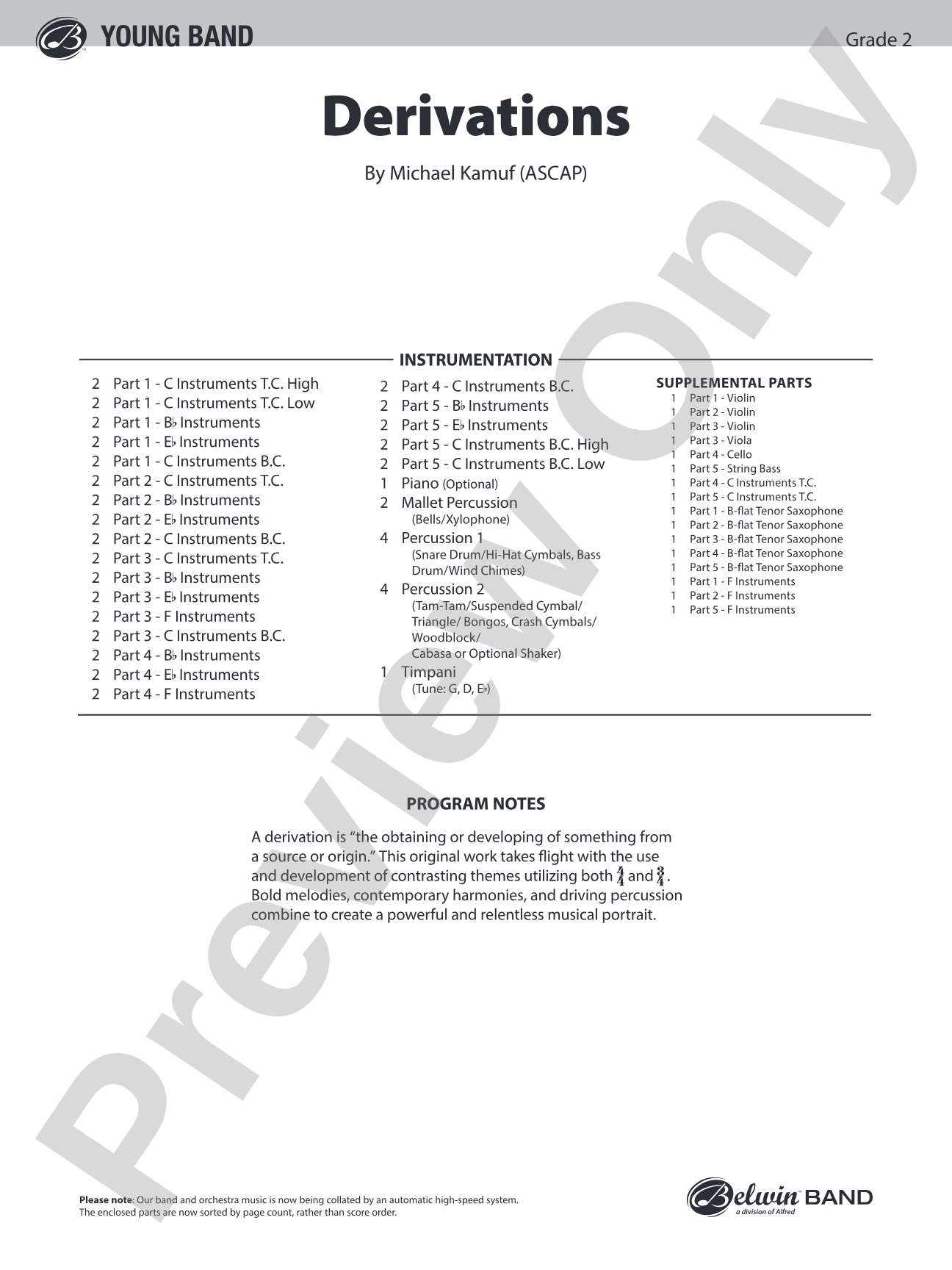 Derivations: Flexible Band/String Ensemble Score & Parts
