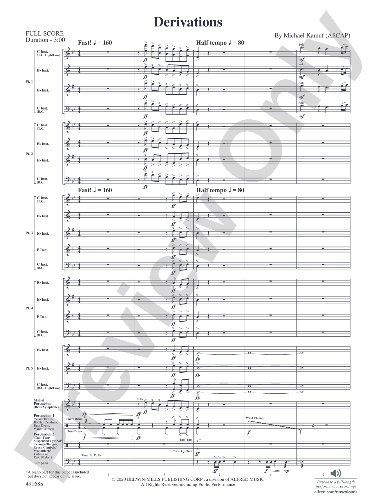 Derivations: Flexible Band/String Ensemble Score & Parts