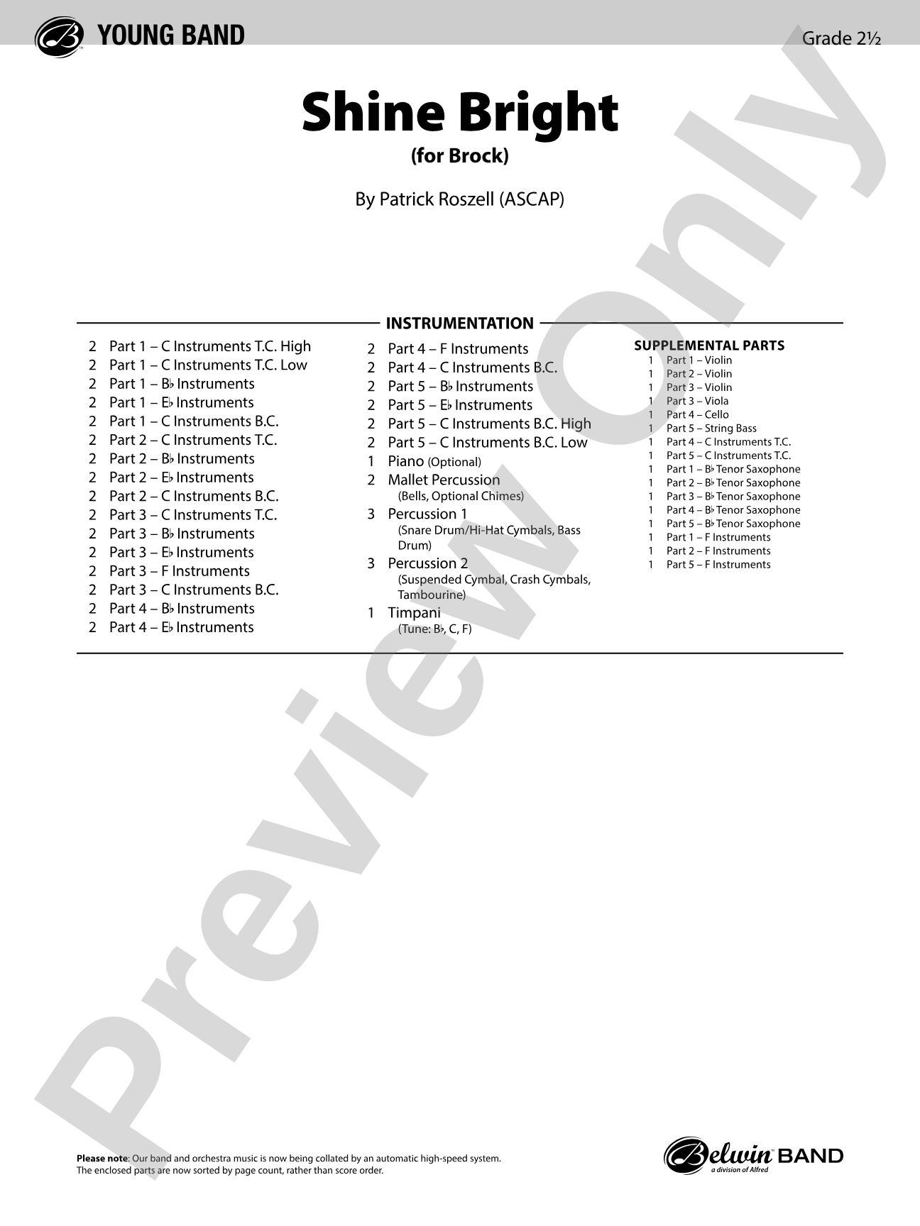 Shine Bright: Flexible Band/String Ensemble Score & Parts