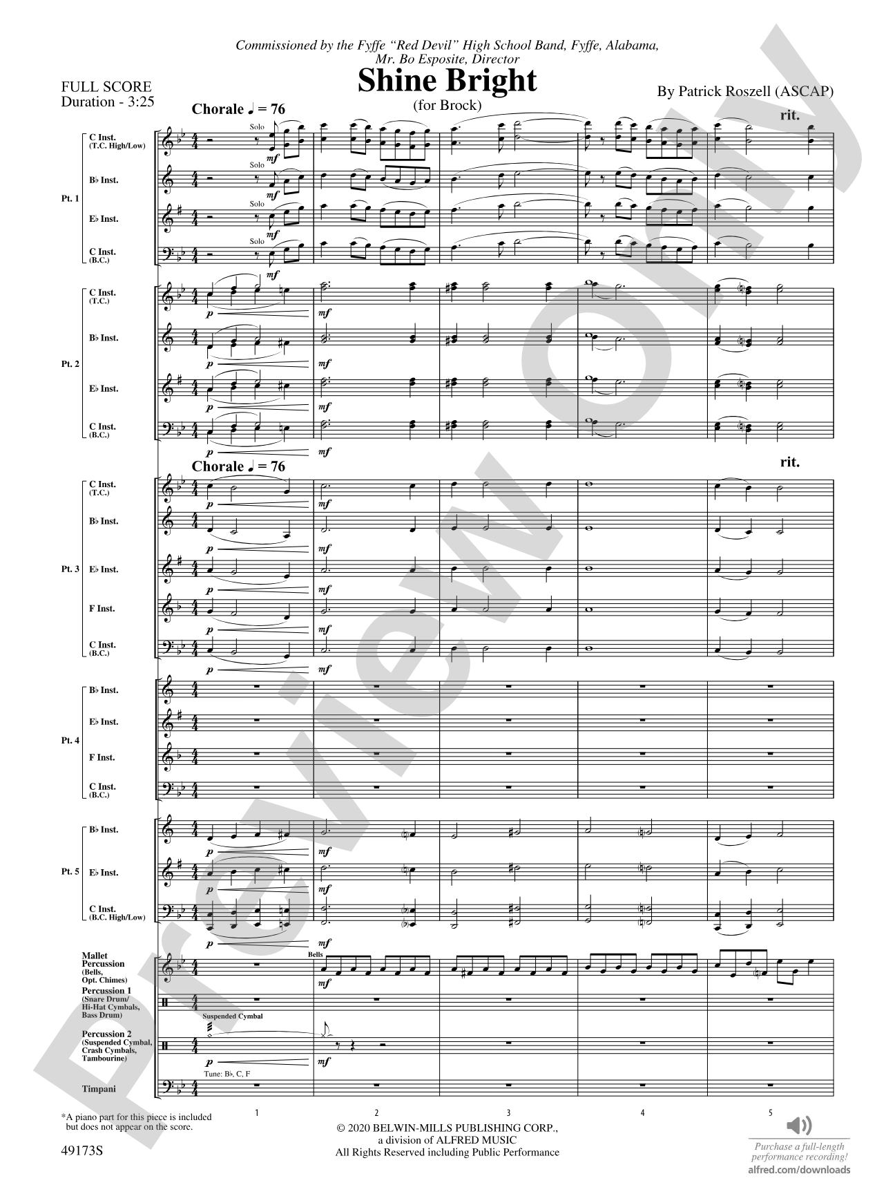 Shine Bright: Flexible Band/String Ensemble Score & Parts