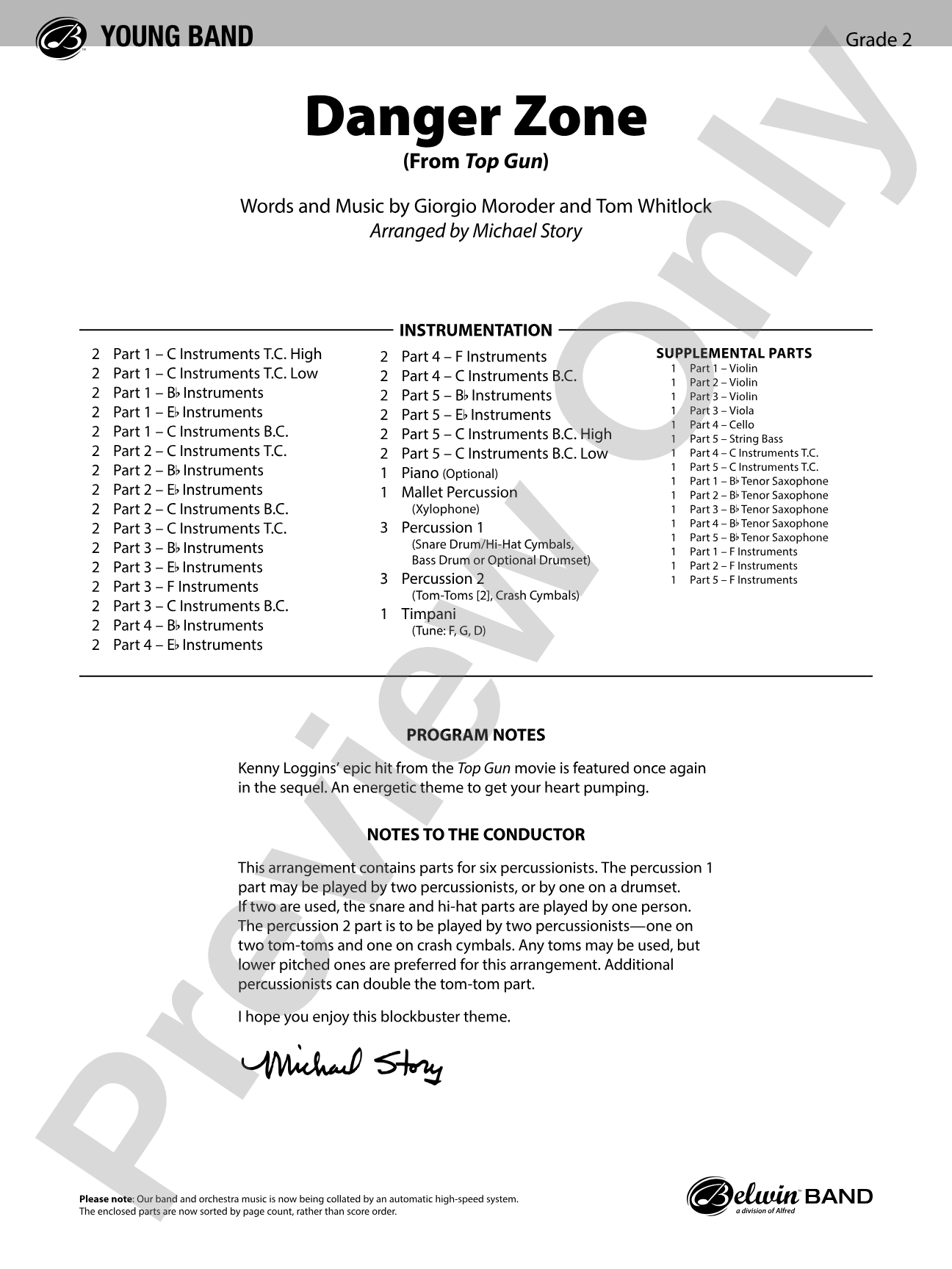 Danger Zone: Flexible Band/String Ensemble Score & Parts
