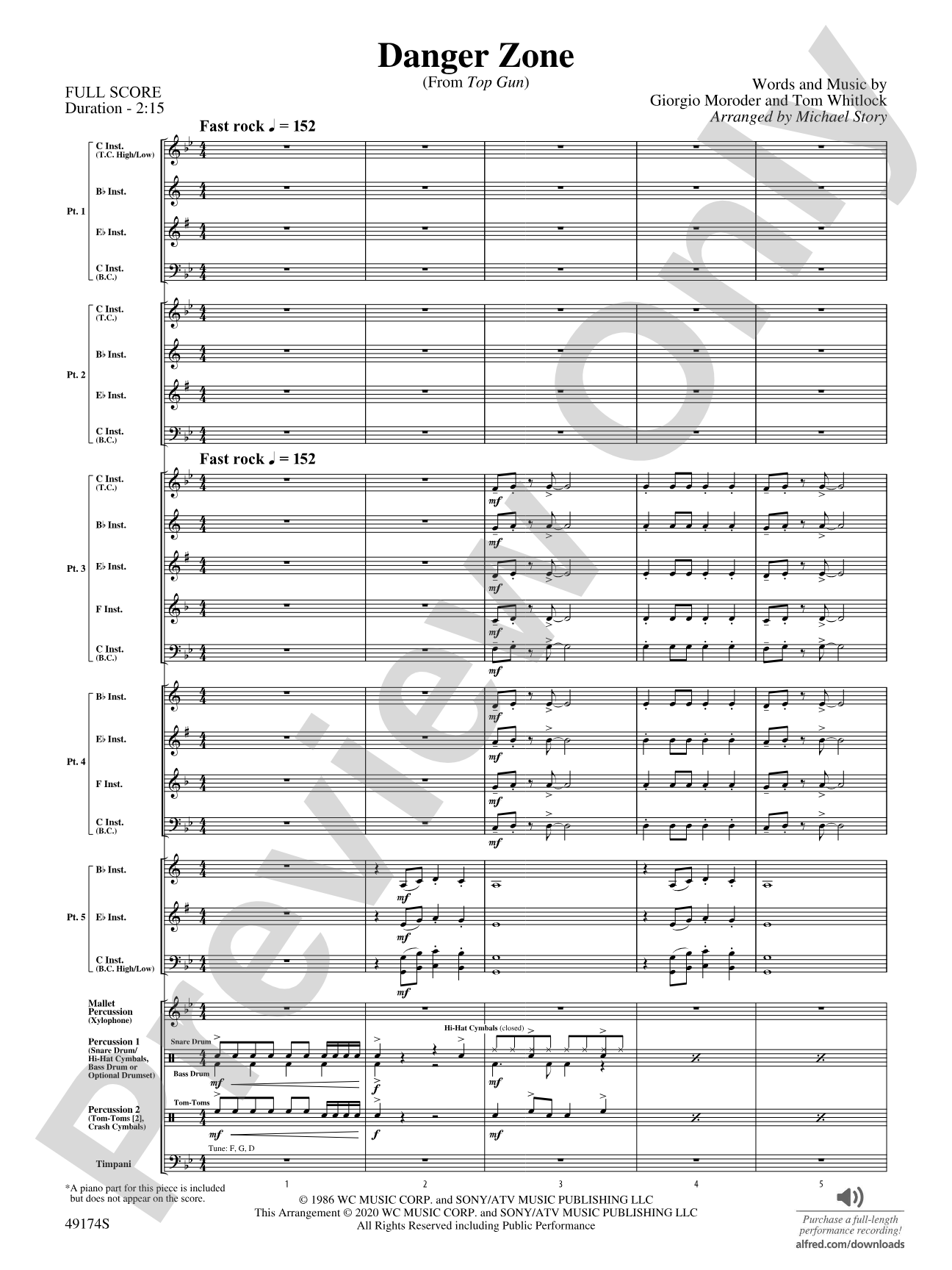 Danger Zone: Flexible Band/String Ensemble Score & Parts