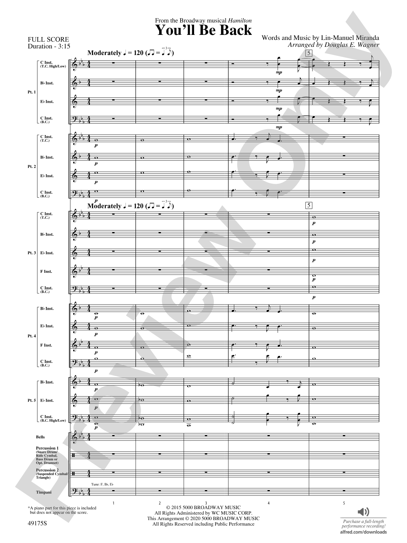 You'll Be Back: Flexible Band/String Ensemble Score & Parts