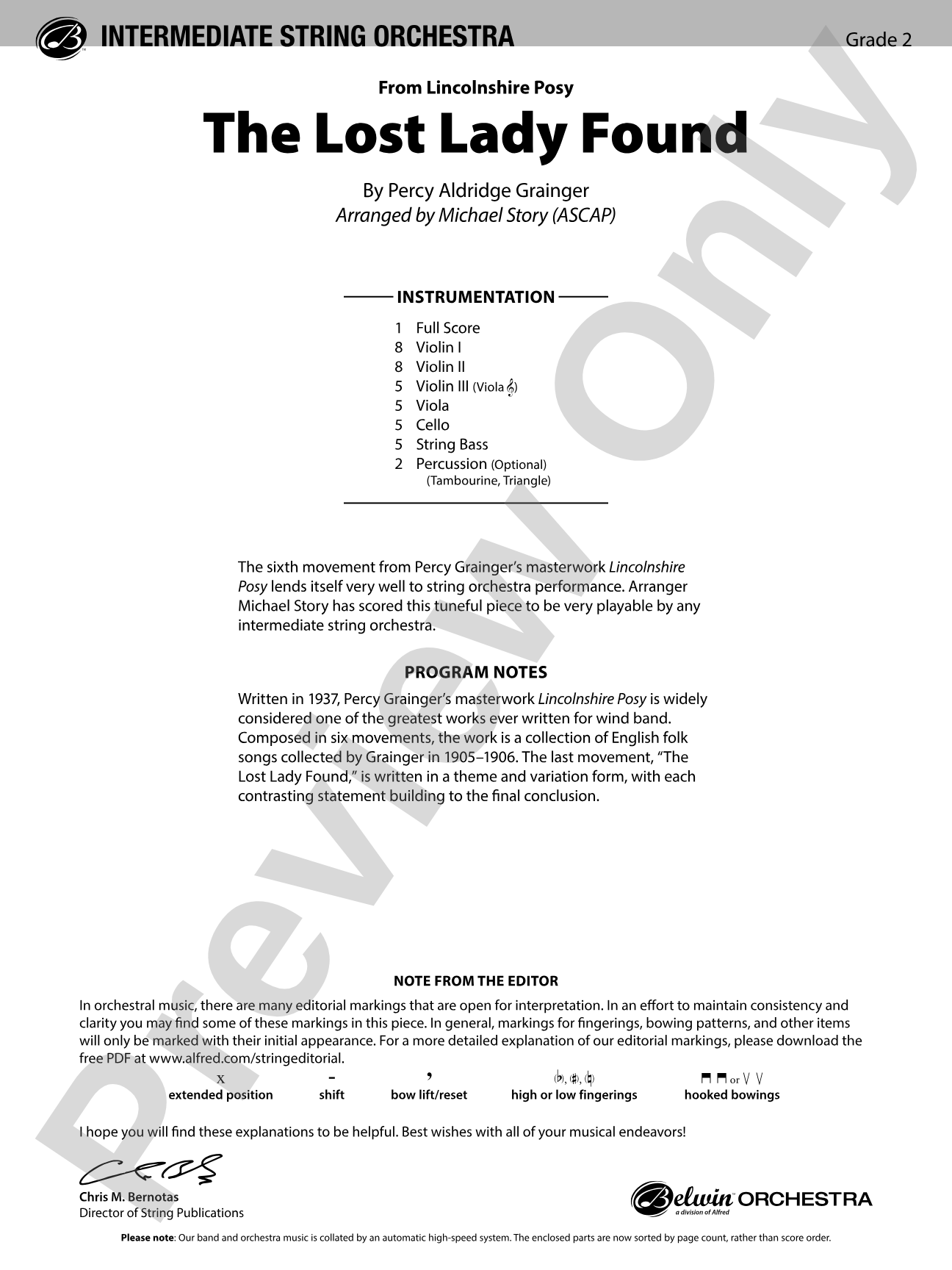 The Lost Lady Found: String Orchestra Conductor Score & Parts