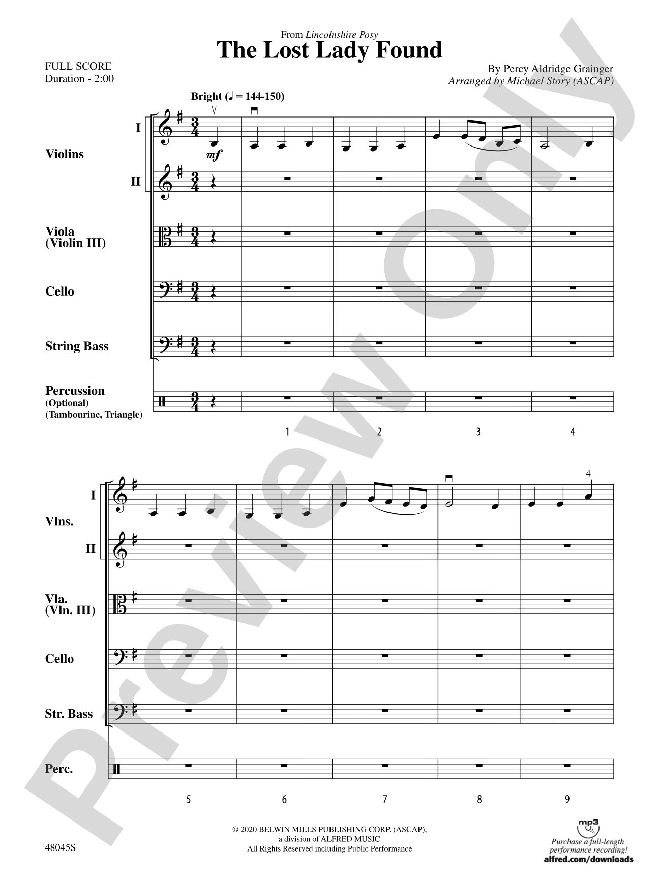 The Lost Lady Found: String Orchestra Conductor Score & Parts