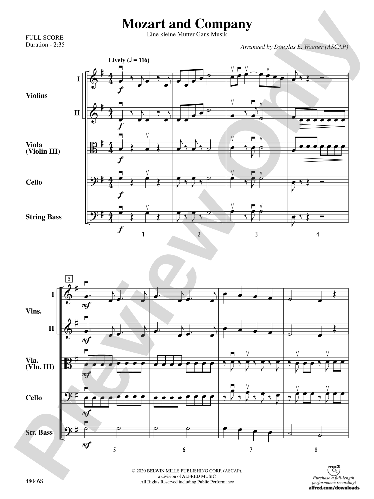 Mozart and Company: String Orchestra Conductor Score & Parts
