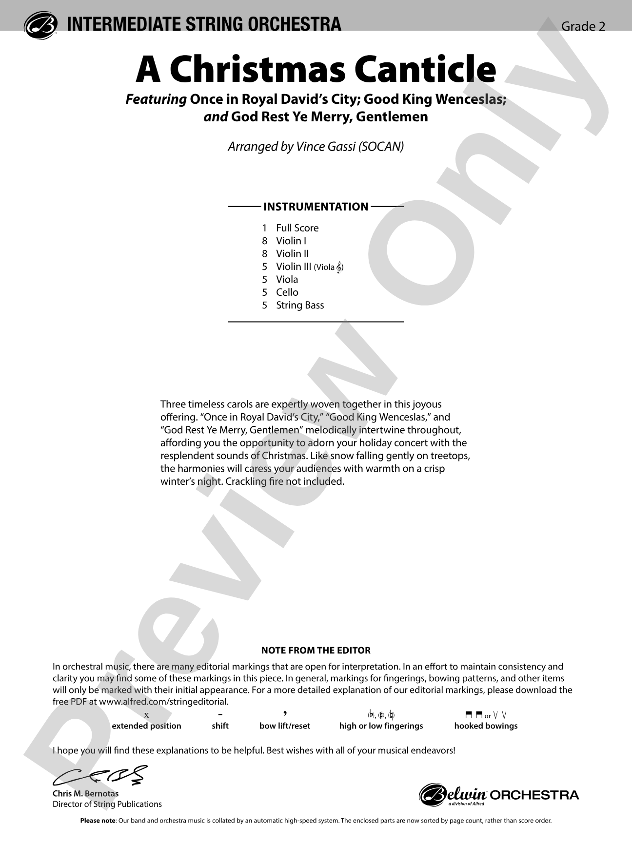 A Christmas Canticle: String Orchestra Conductor Score & Parts