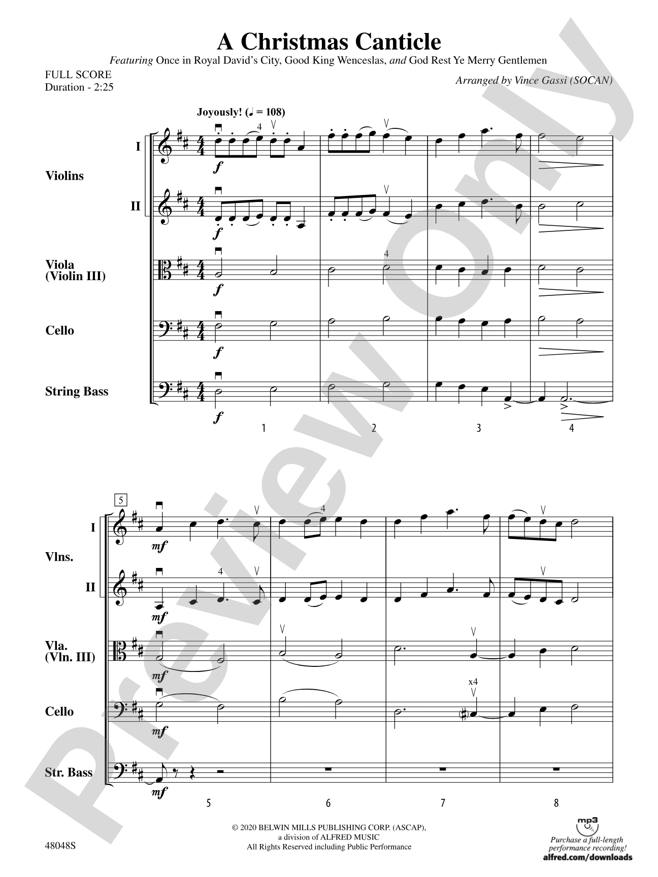 A Christmas Canticle: String Orchestra Conductor Score & Parts