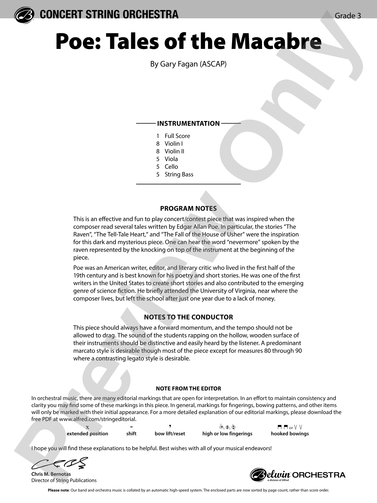 Poe: Tales of the Macabre: String Orchestra Conductor Score & Parts