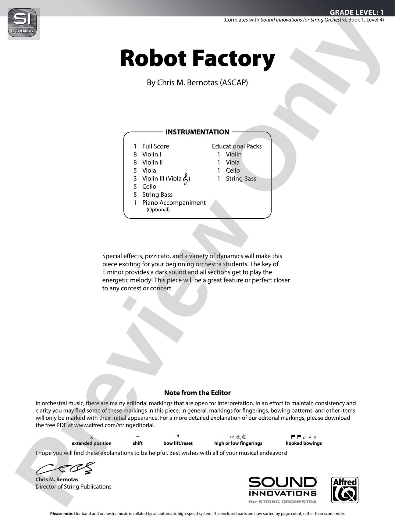 Robot Factory: String Orchestra Conductor Score & Parts