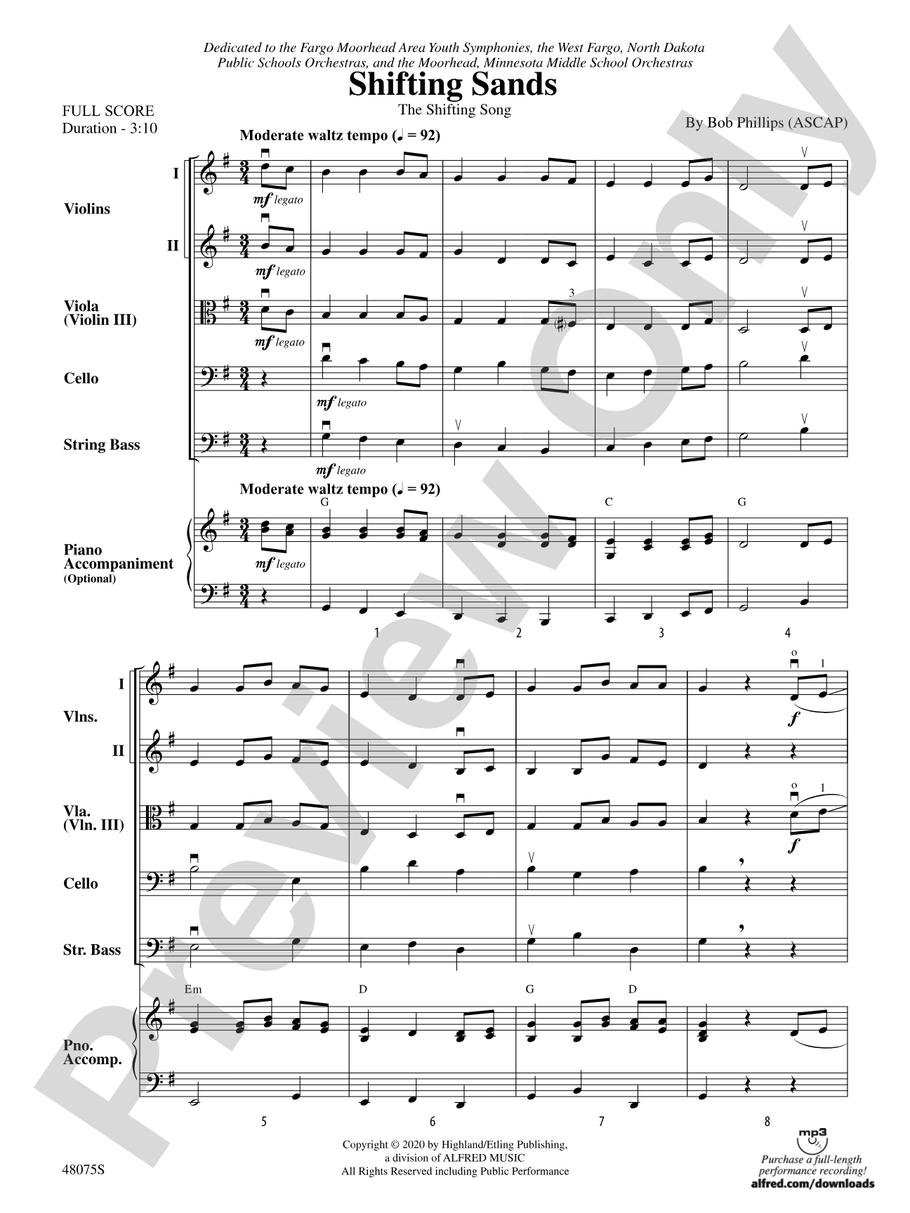 Shifting Sands: String Orchestra Conductor Score & Parts